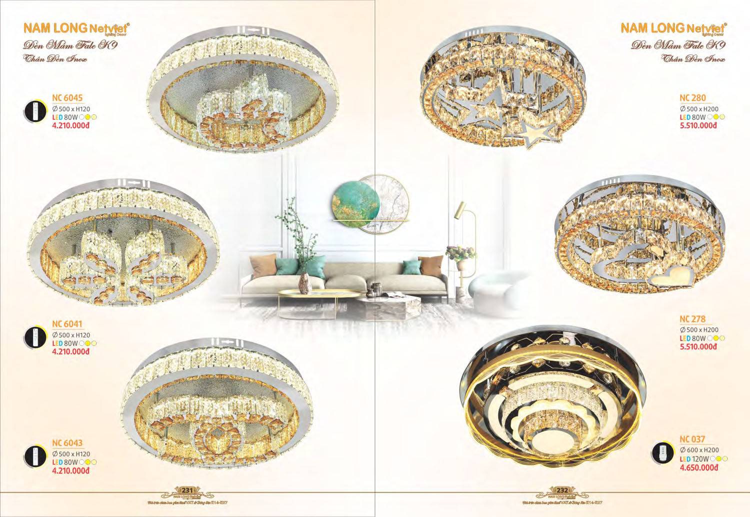 Catalogue Đèn Chùm Nến / Đèn Mâm Led Nam Long Netviet 2025 - Trang 50)