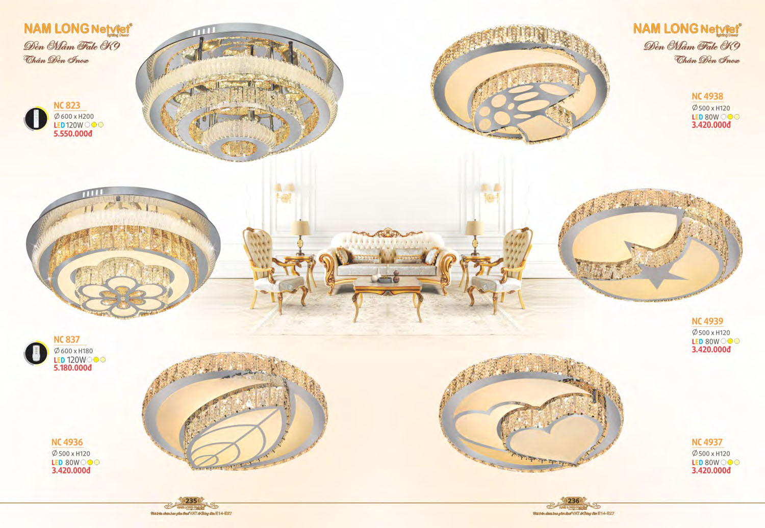Catalogue Đèn Chùm Nến / Đèn Mâm Led Nam Long Netviet 2025 - Trang 52)