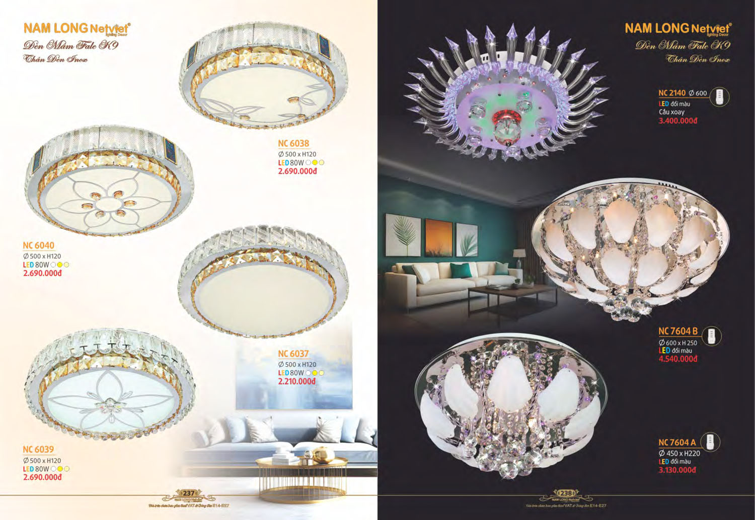 Catalogue Đèn Chùm Nến / Đèn Mâm Led Nam Long Netviet 2025 - Trang 53)