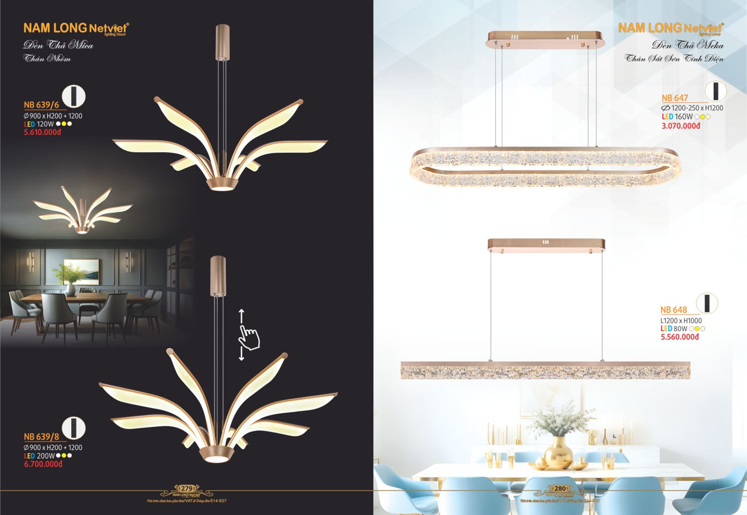 Catalogue Đèn Thả/Quạt Đèn/Đèn Ngủ NL Netviet 2025 - Trang 8)