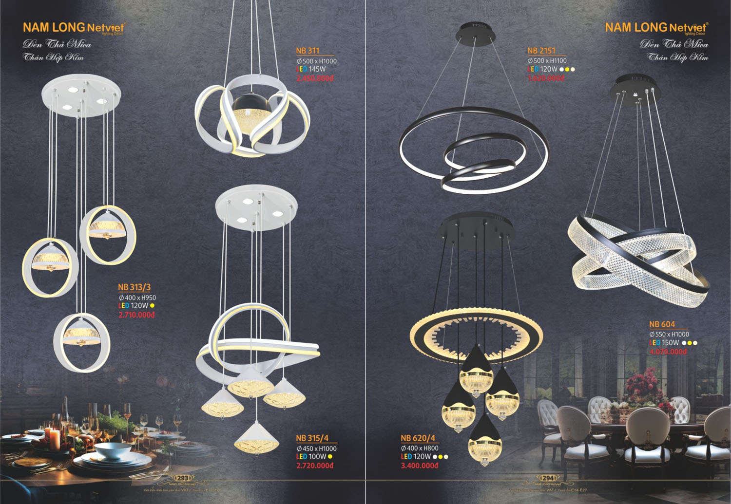 Catalogue Đèn Thả/Quạt Đèn/Đèn Ngủ NL Netviet 2025 - Trang 15)
