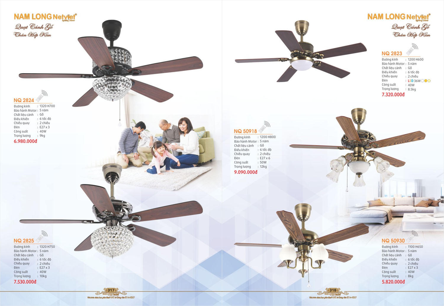 Catalogue Đèn Thả/Quạt Đèn/Đèn Ngủ NL Netviet 2025 - Trang 27)