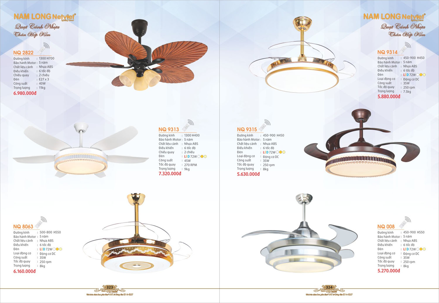 Catalogue Đèn Thả/Quạt Đèn/Đèn Ngủ NL Netviet 2025 - Trang 30)