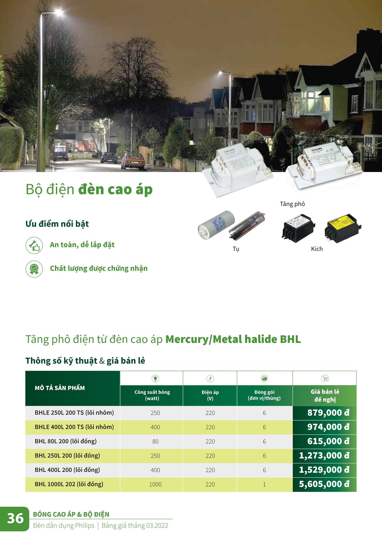 Bảng Giá đèn chiếu sáng Philips 2023 - Trang 36)