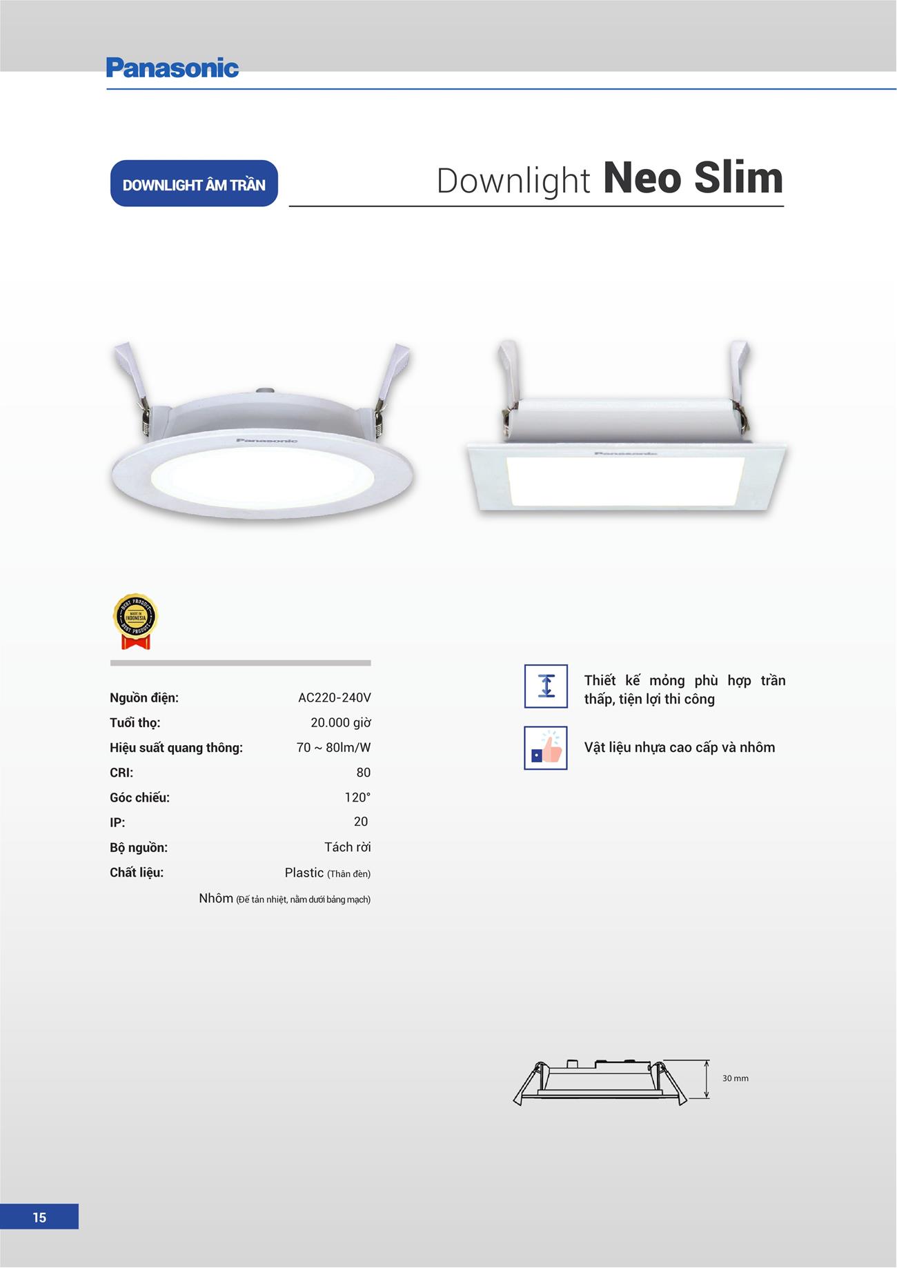 Catalogue Đèn LED Panasonic 2023 - Trang 16)