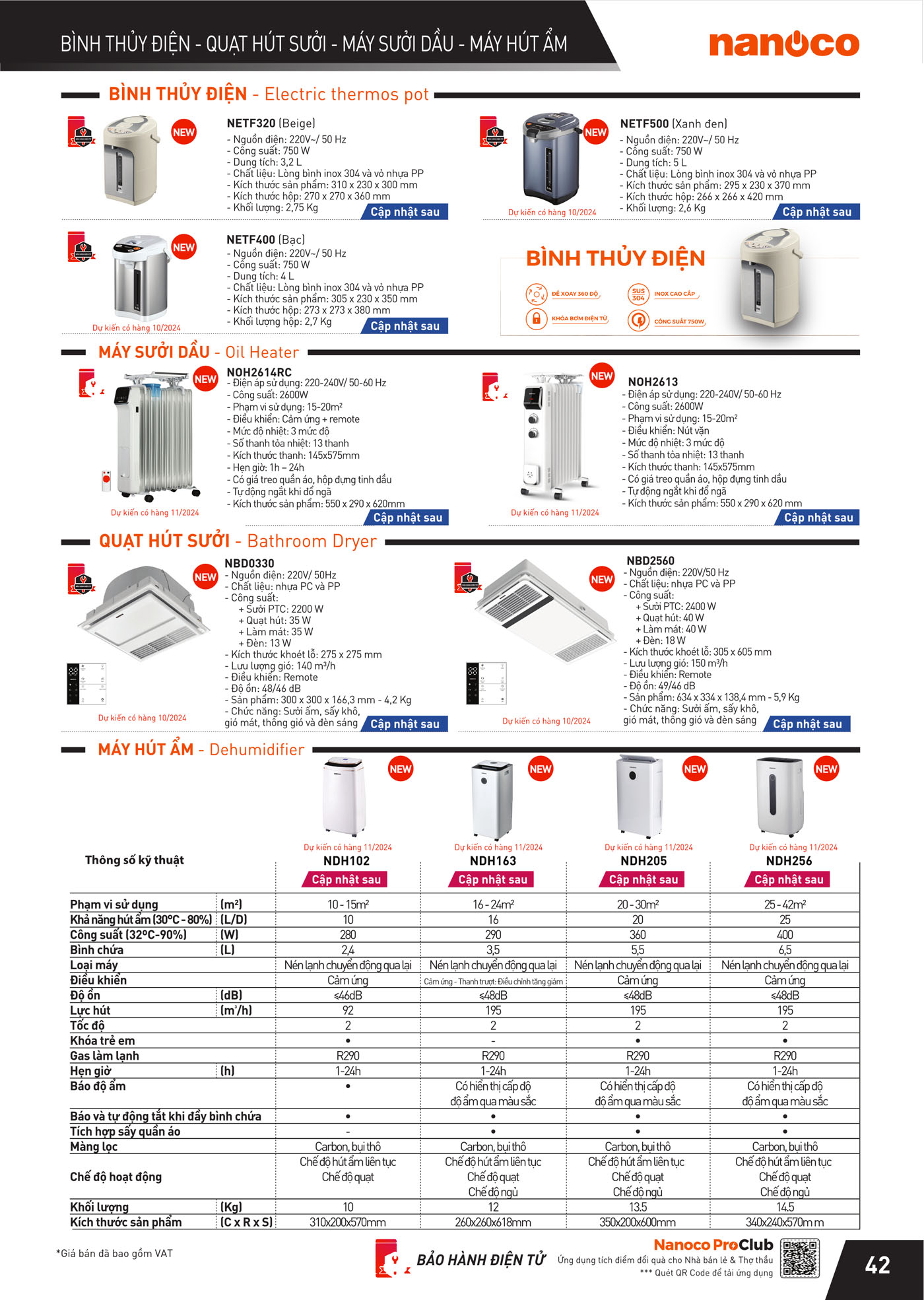 Máy Hút Ẩm Nanoco NDH102