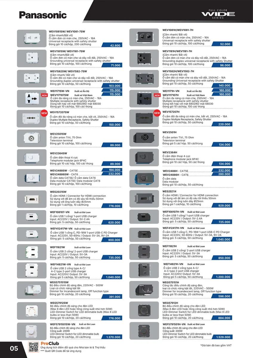 Catalogue Bảng giá Panasonic 2026 - Trang 6)