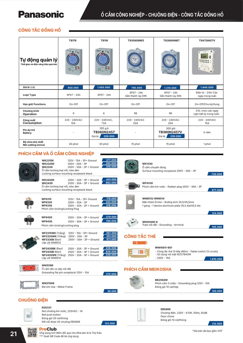 Catalogue Bảng giá Panasonic 2026 - Trang 22)