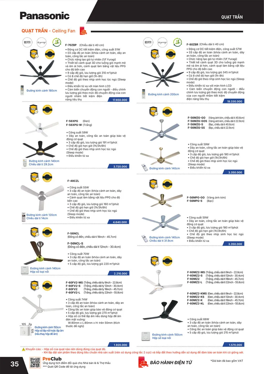 Catalogue Bảng giá Panasonic 2026 - Trang 36)