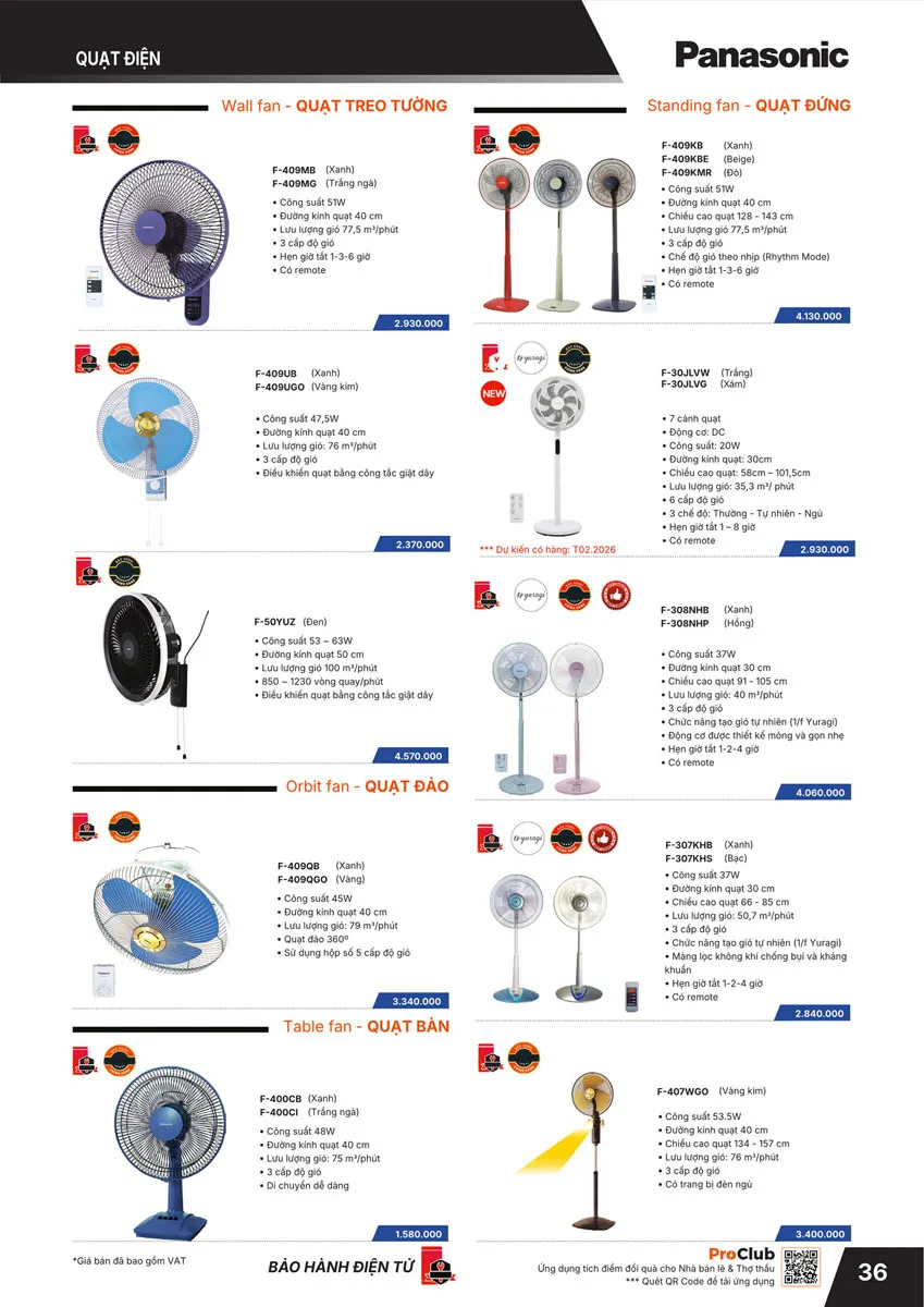 Catalogue Bảng giá Panasonic 2026 - Trang 37)