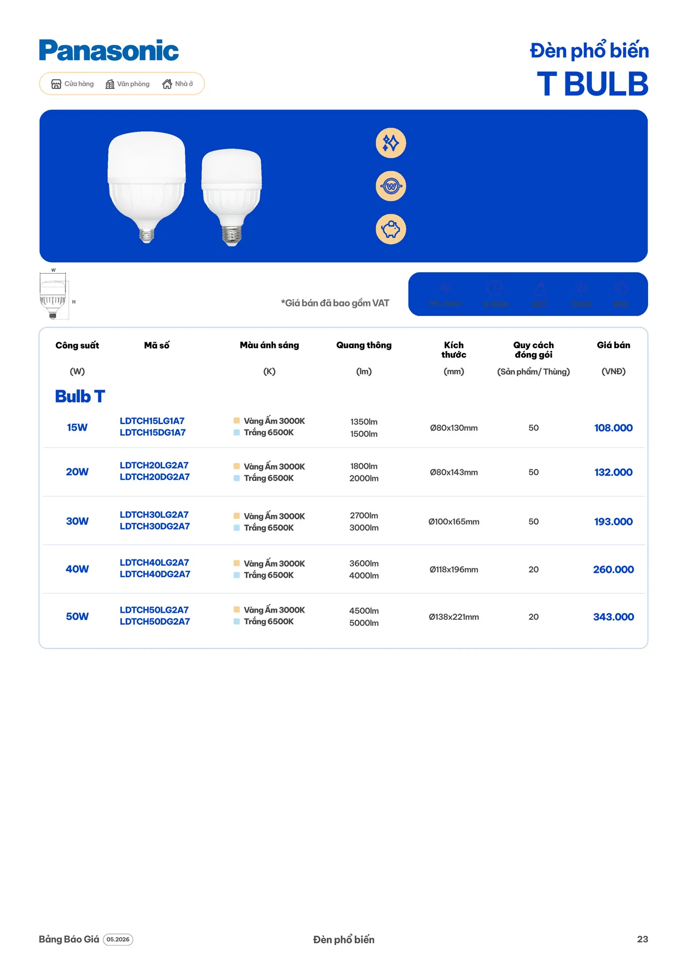 Catalogue Đèn LED Panasonic 2026 - Trang 23)