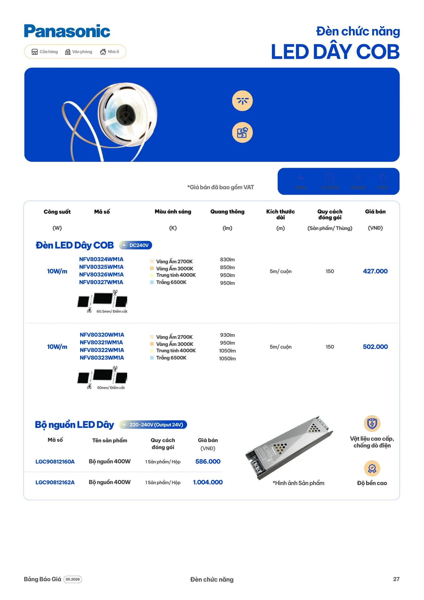 Catalogue Đèn LED Panasonic 2026 - Trang 27)
