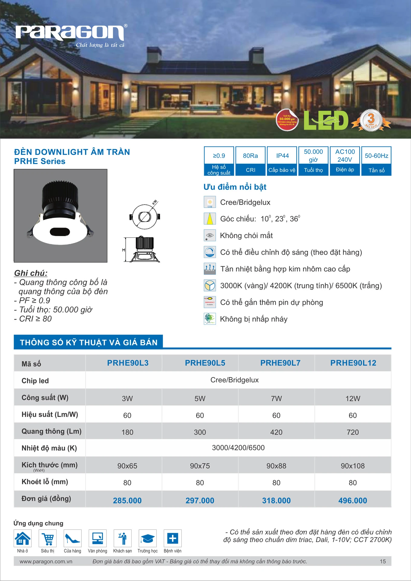 Catalogue Bảng Giá Đèn Led PARAGON 2026 - Trang 16