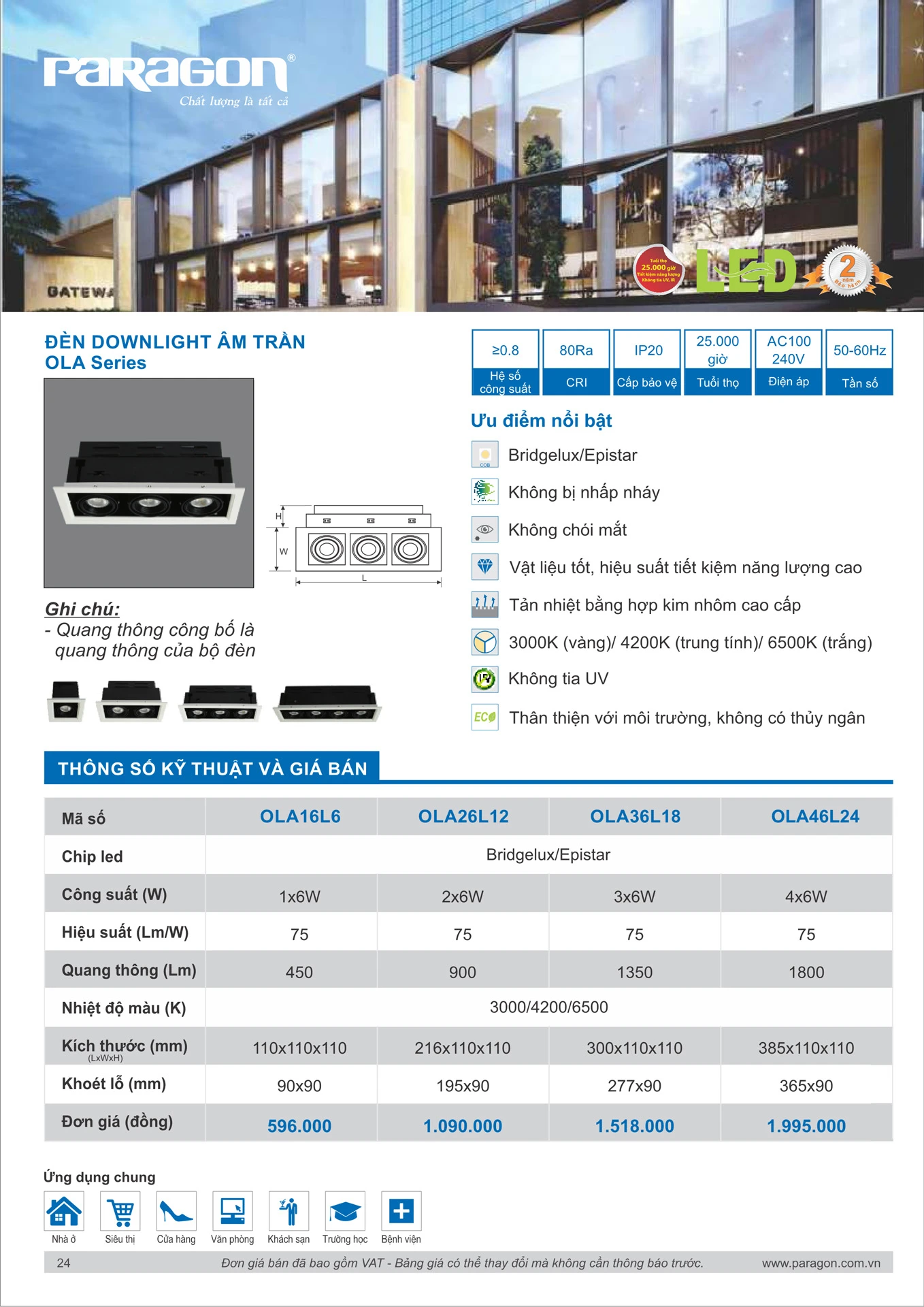 Catalogue Bảng Giá Đèn Led PARAGON 2026 - Trang 25