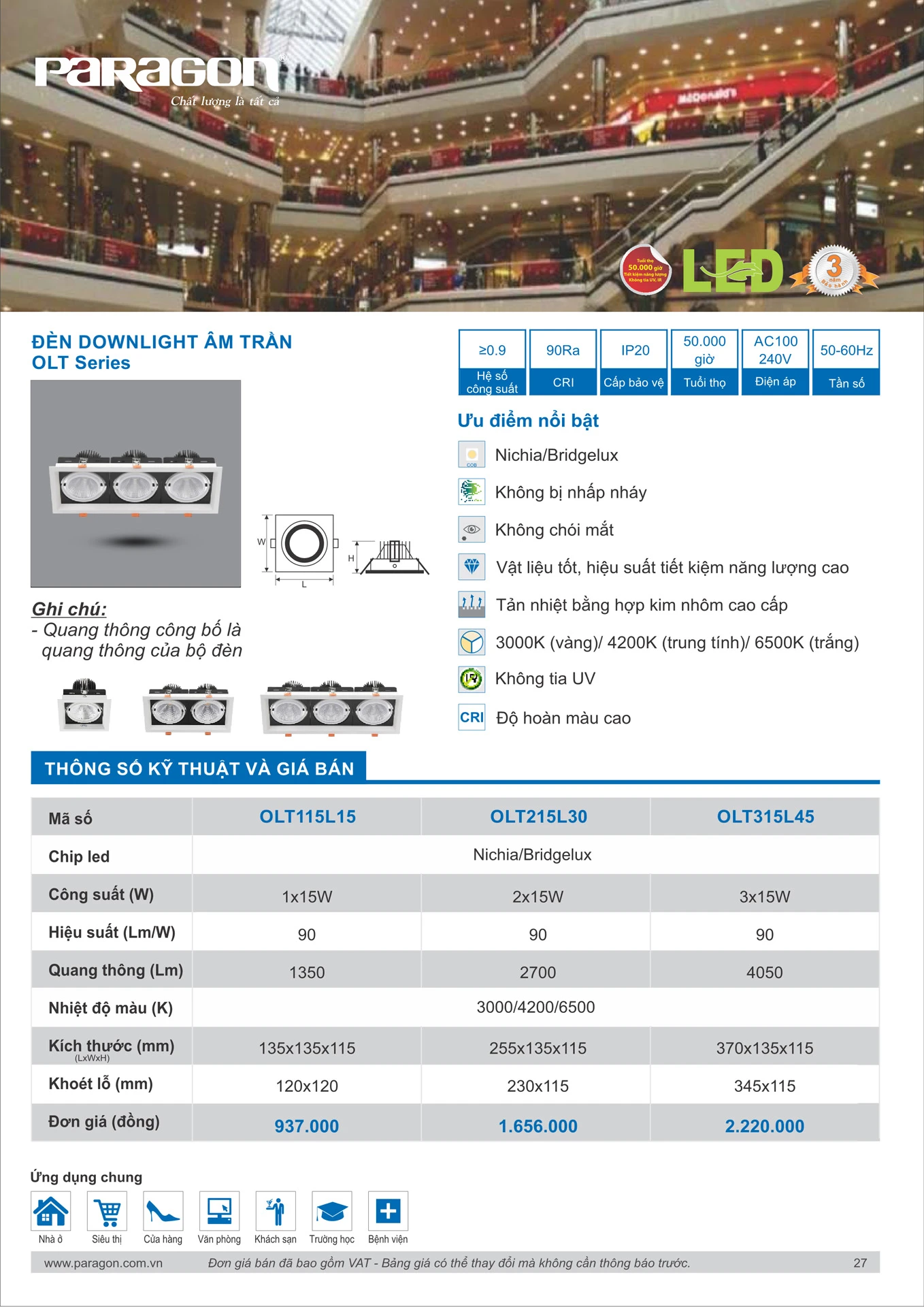 Catalogue Bảng Giá Đèn Led PARAGON 2026 - Trang 28