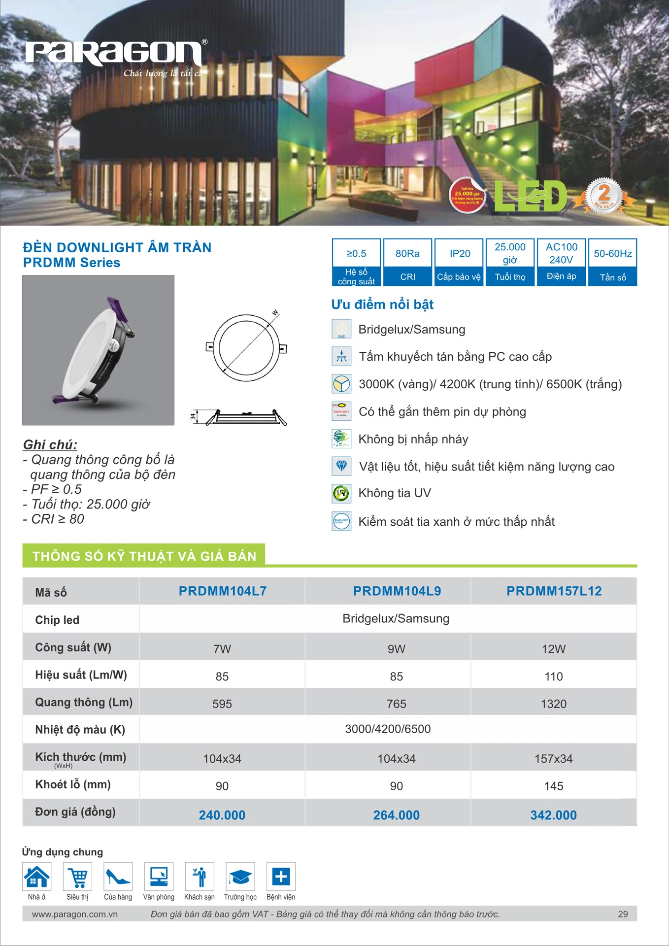 Catalogue Bảng Giá Đèn Led PARAGON 2026 - Trang 30