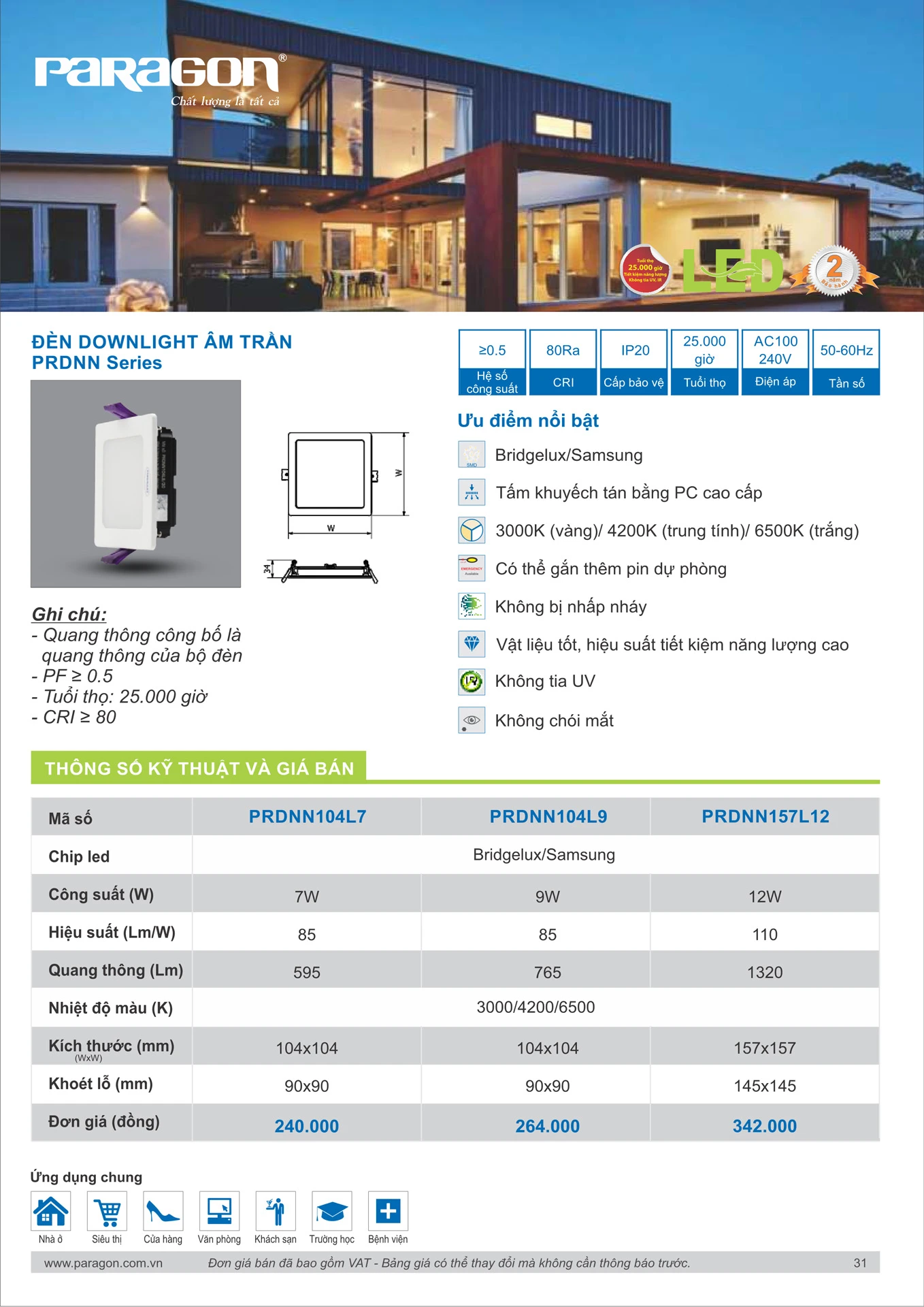 Catalogue Bảng Giá Đèn Led PARAGON 2026 - Trang 32
