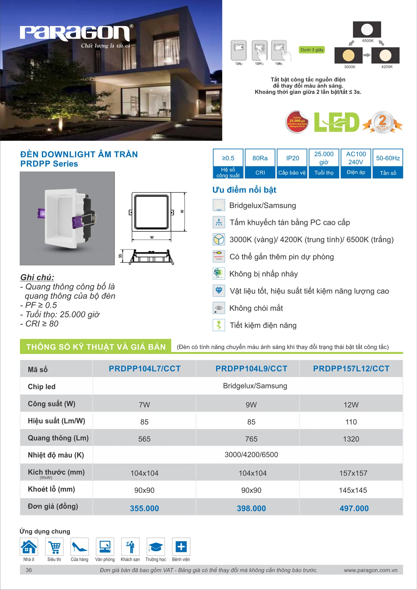Catalogue Bảng Giá Đèn Led PARAGON 2026 - Trang 37