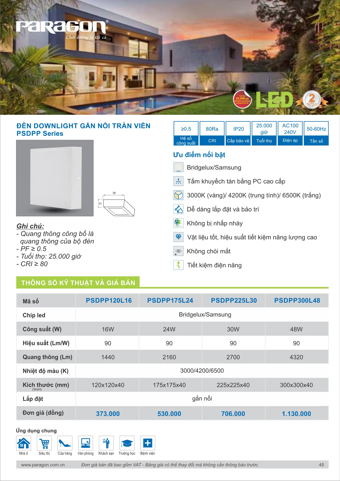 Catalogue Bảng Giá Đèn Led PARAGON 2026 - Trang 46
