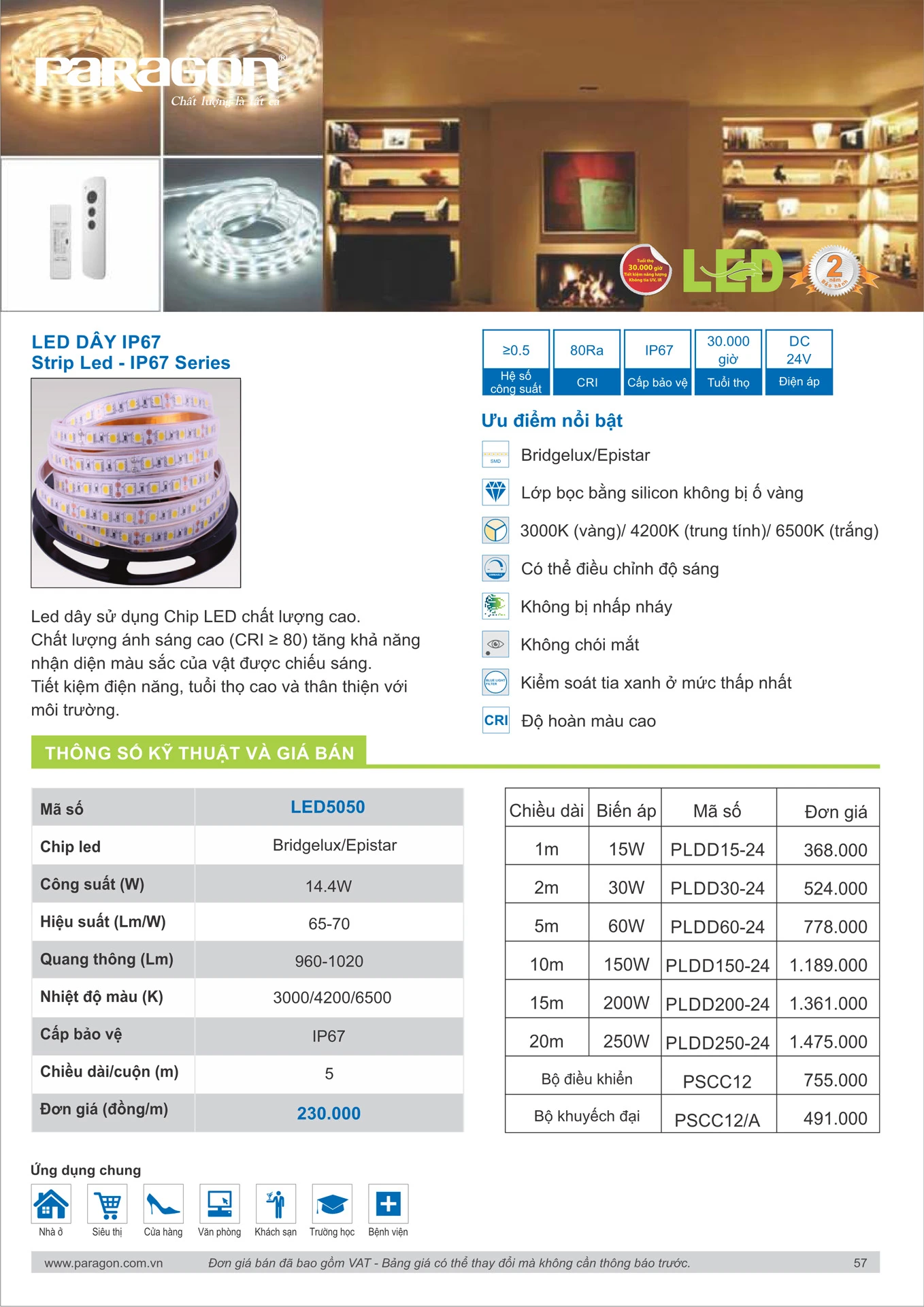 Catalogue Bảng Giá Đèn Led PARAGON 2026 - Trang 58
