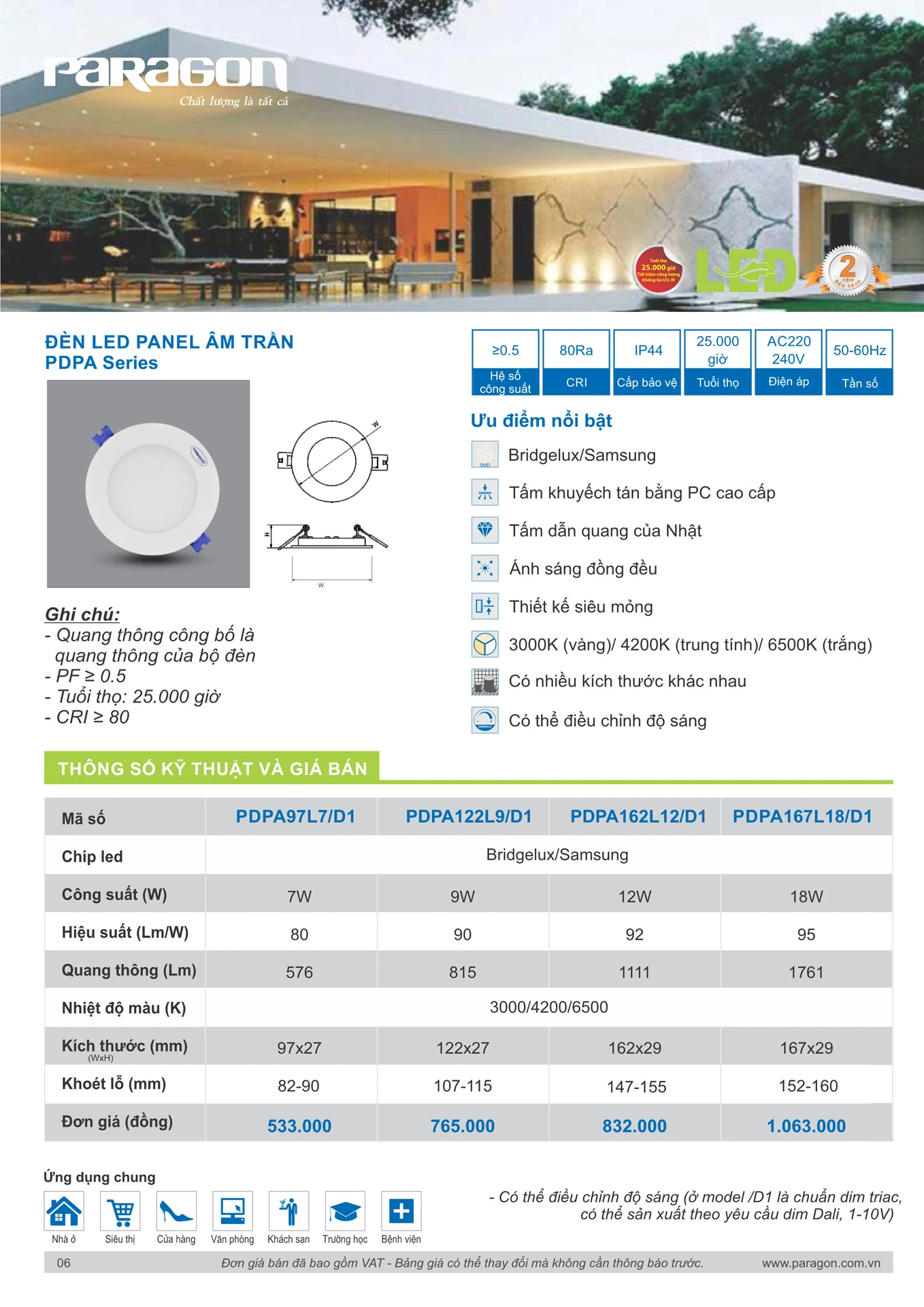 Catalogue Bảng Giá Đèn Led PARAGON 2026 - Trang 7