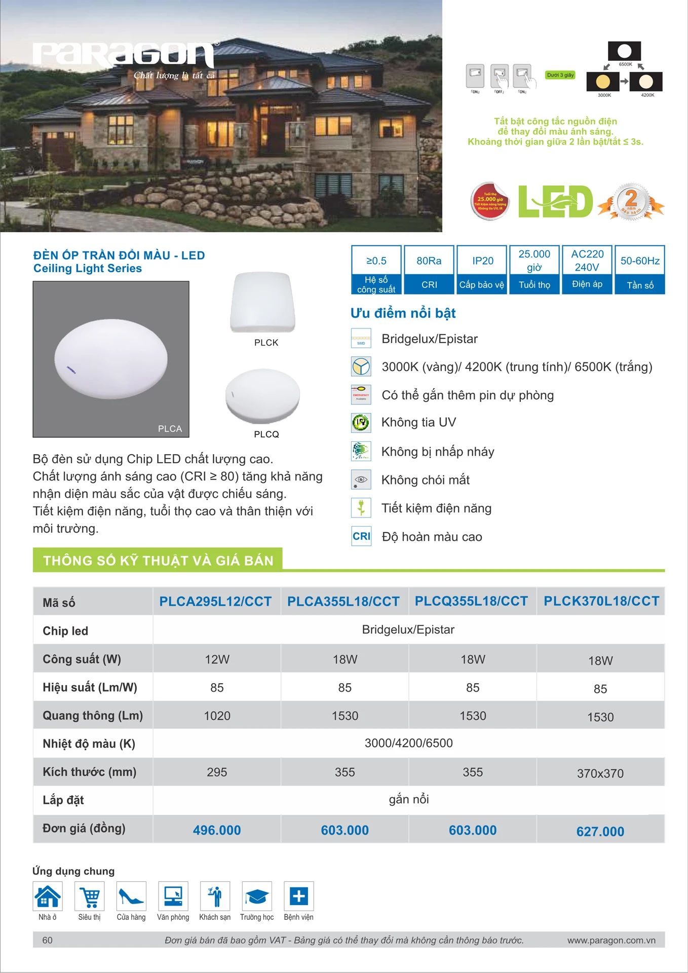 Catalogue Bảng Giá Đèn Led PARAGON 2026 - Trang 61