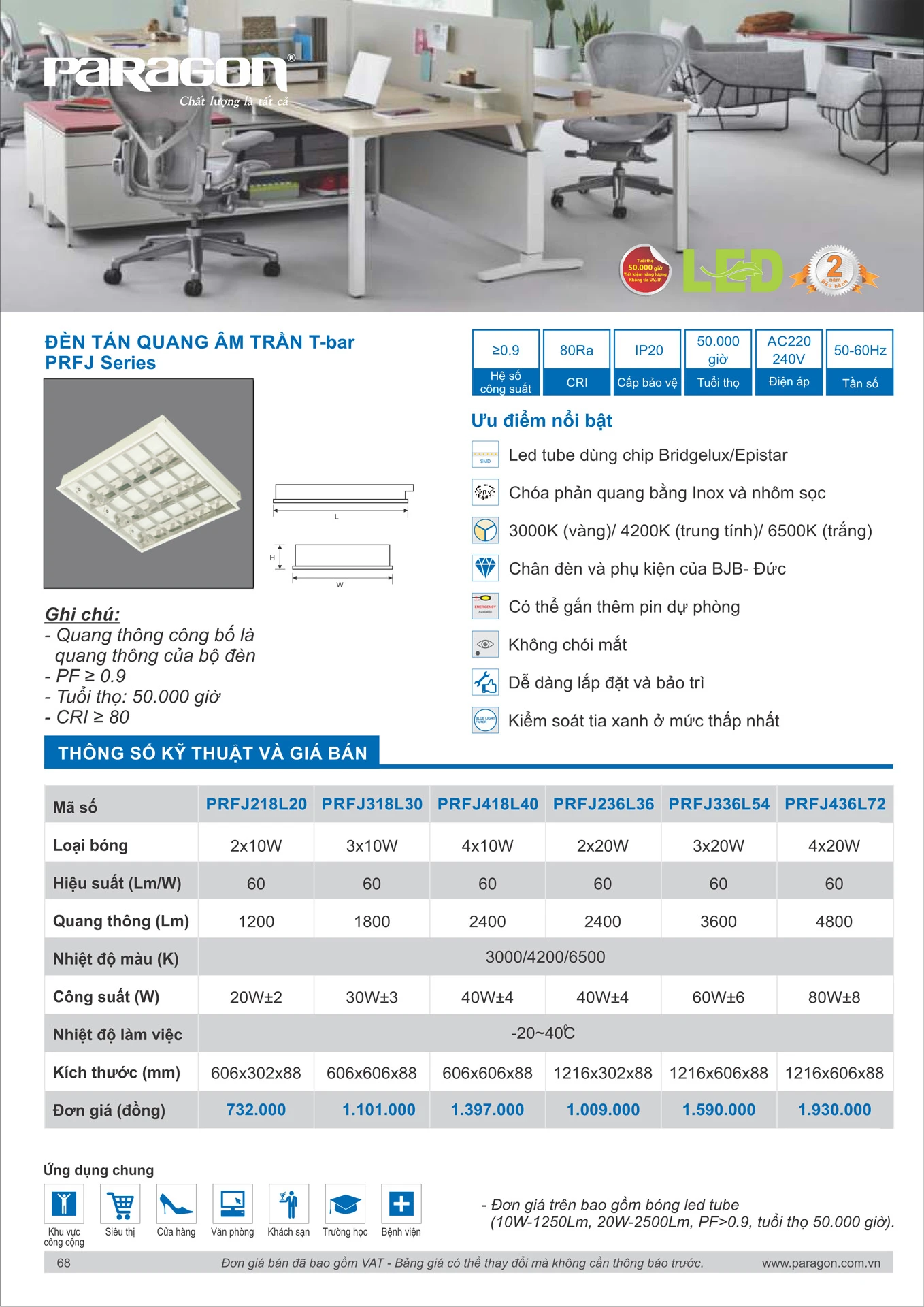 Catalogue Bảng Giá Đèn Led PARAGON 2026 - Trang 69
