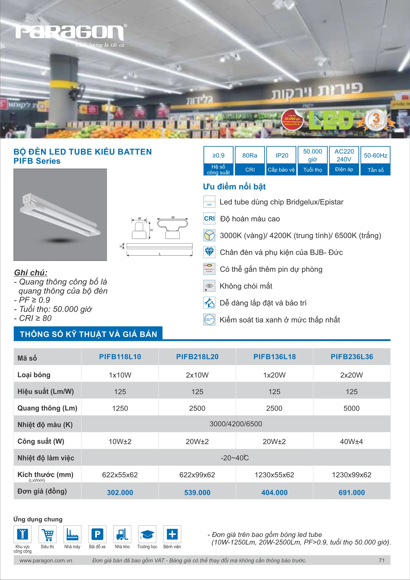 Catalogue Bảng Giá Đèn Led PARAGON 2026 - Trang 72