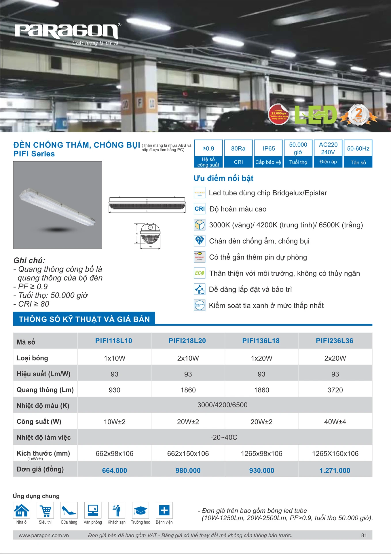 Catalogue Bảng Giá Đèn Led PARAGON 2026 - Trang 82