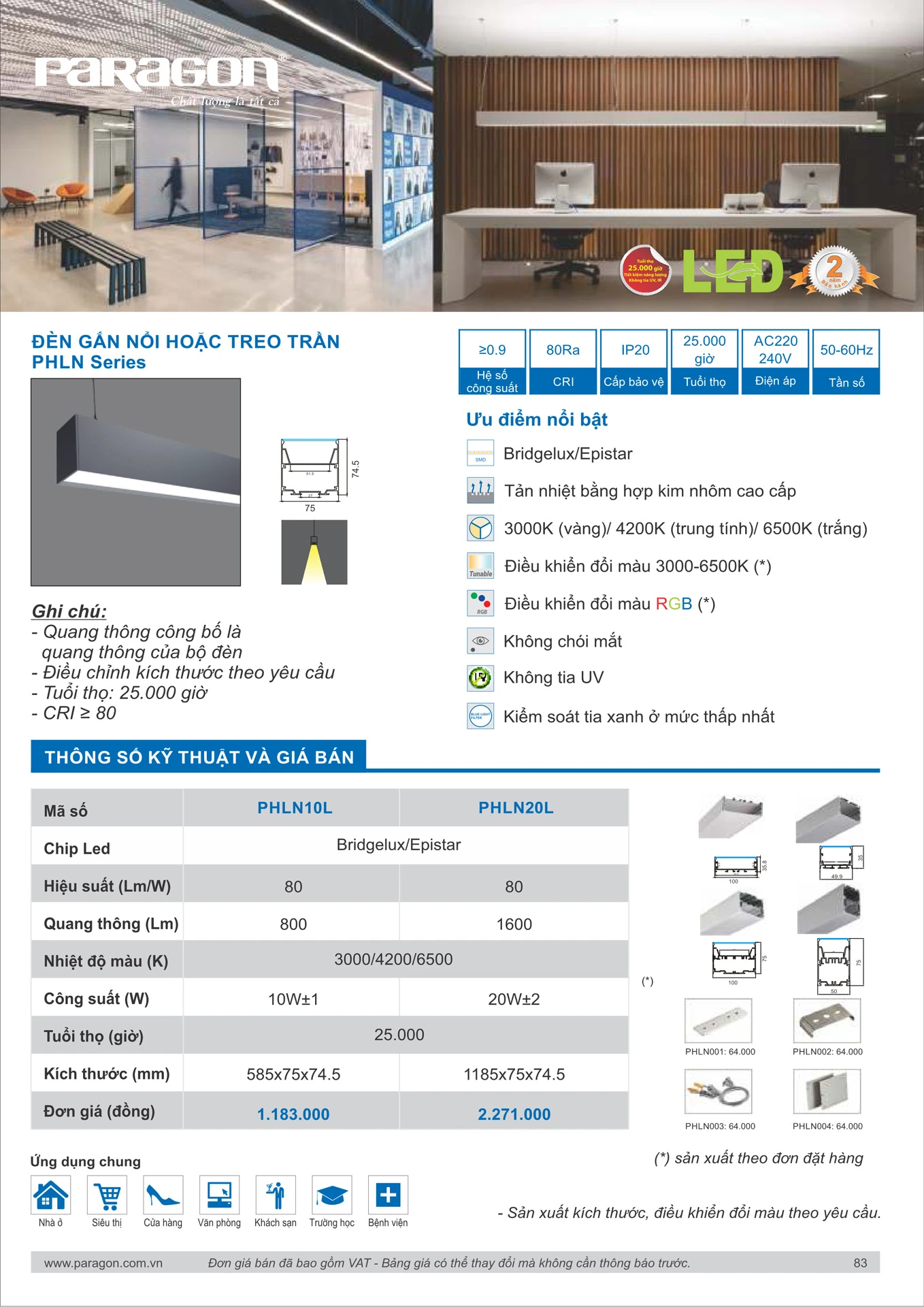 Catalogue Bảng Giá Đèn Led PARAGON 2026 - Trang 84