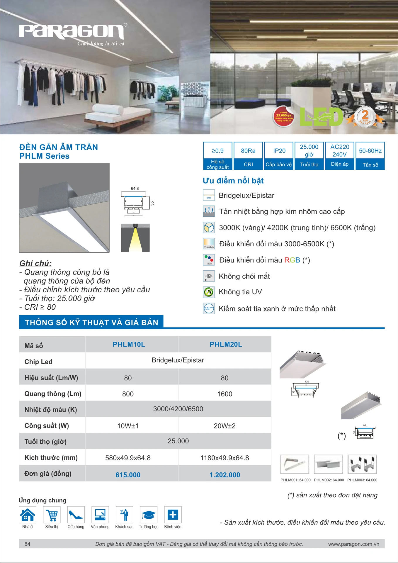 Catalogue Bảng Giá Đèn Led PARAGON 2026 - Trang 85