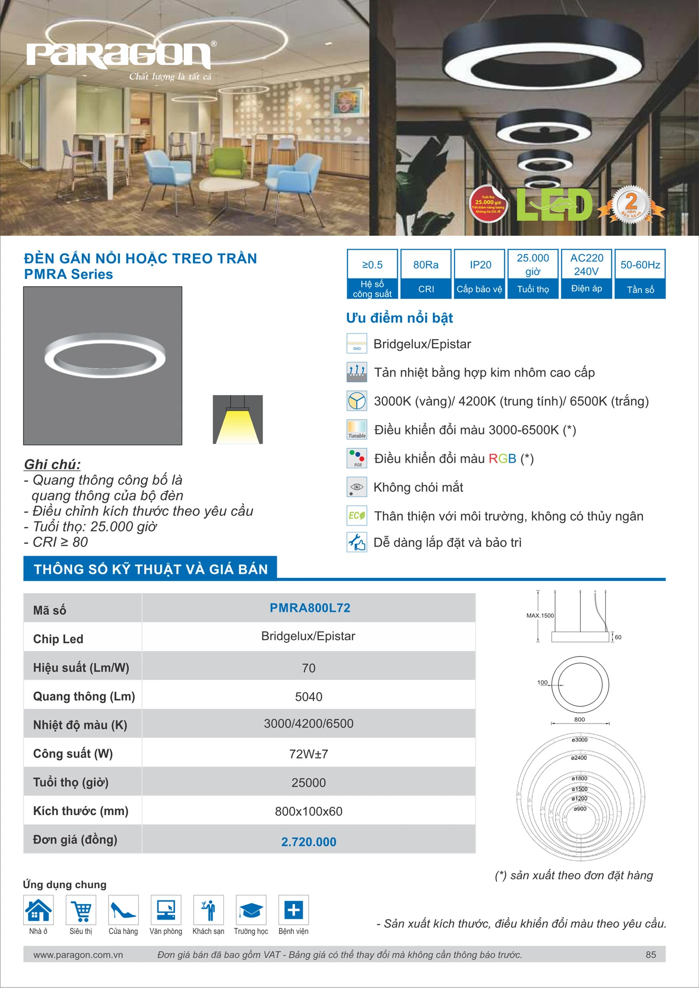 Catalogue Bảng Giá Đèn Led PARAGON 2026 - Trang 86