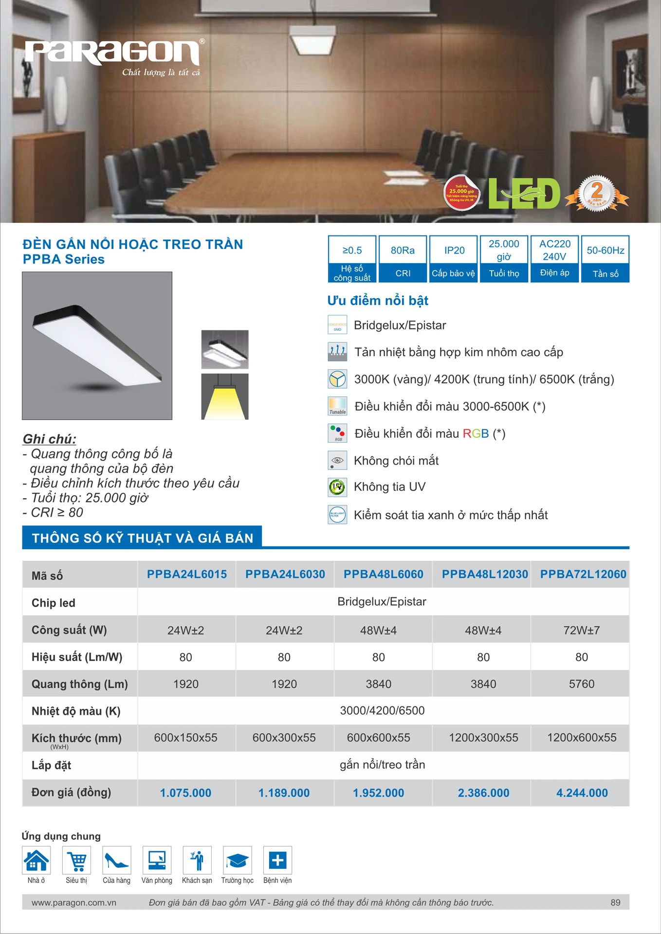 Catalogue Bảng Giá Đèn Led PARAGON 2026 - Trang 90