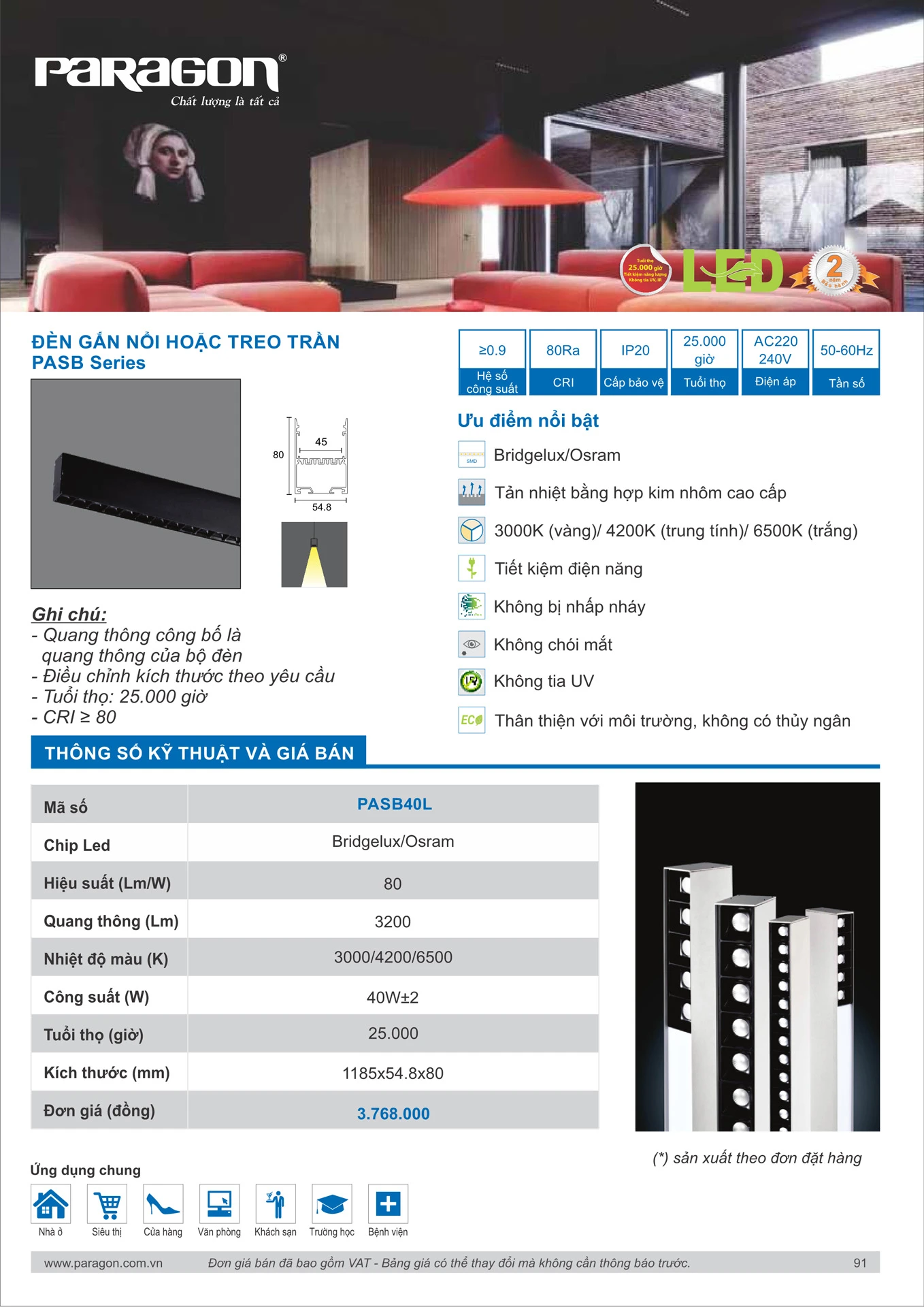 Catalogue Bảng Giá Đèn Led PARAGON 2026 - Trang 92