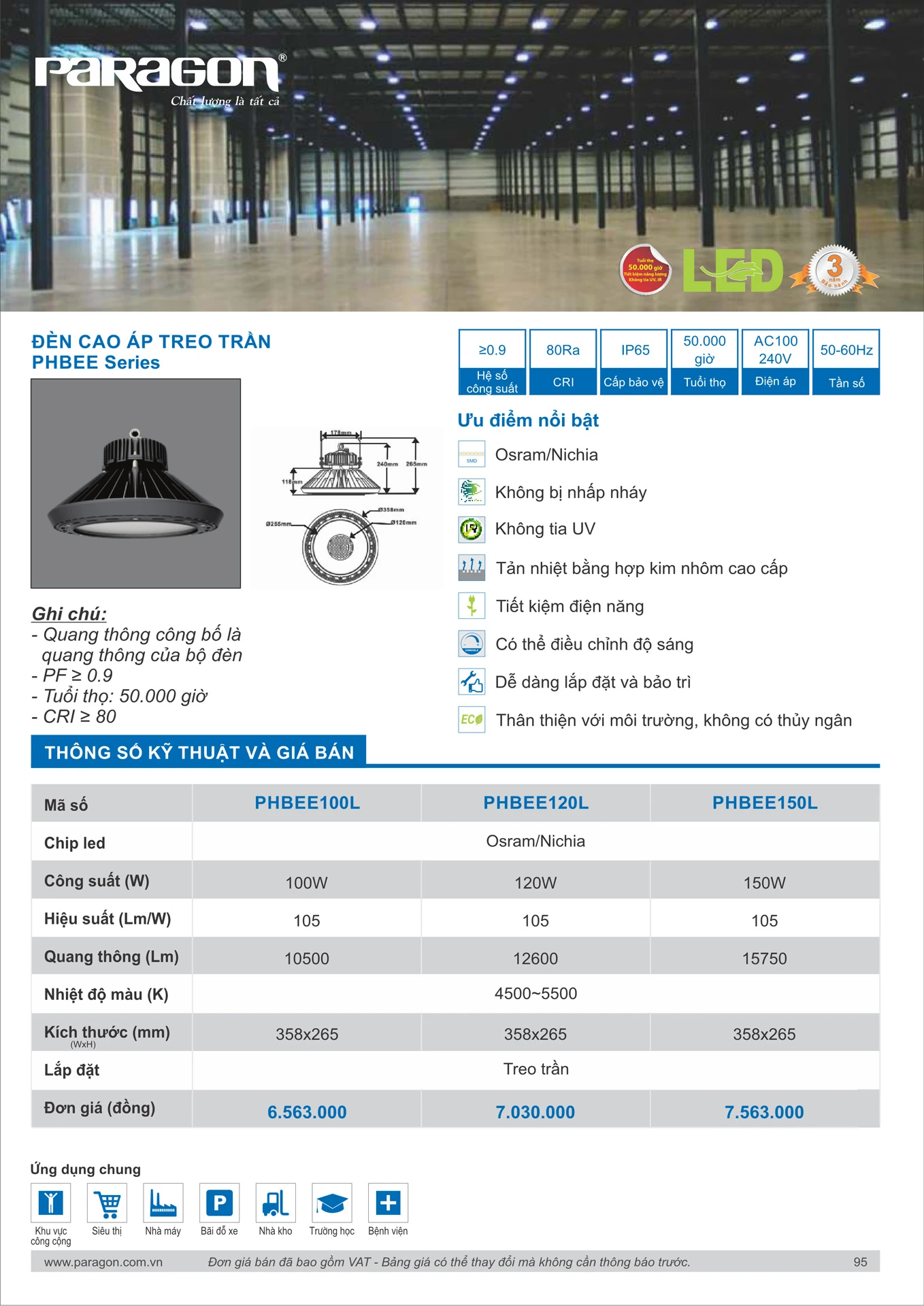 Catalogue Bảng Giá Đèn Led PARAGON 2026 - Trang 96