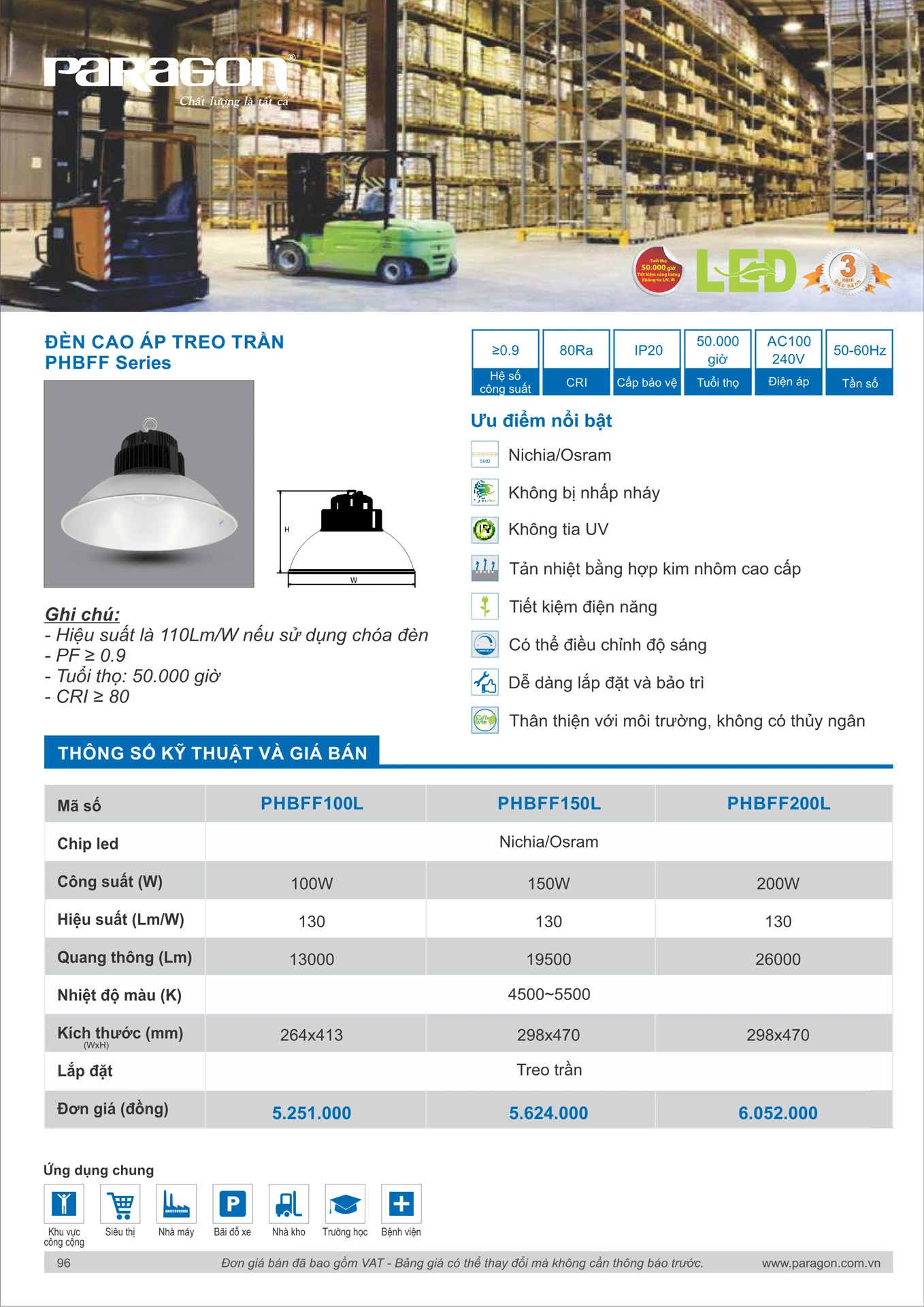 Catalogue Bảng Giá Đèn Led PARAGON 2026 - Trang 97