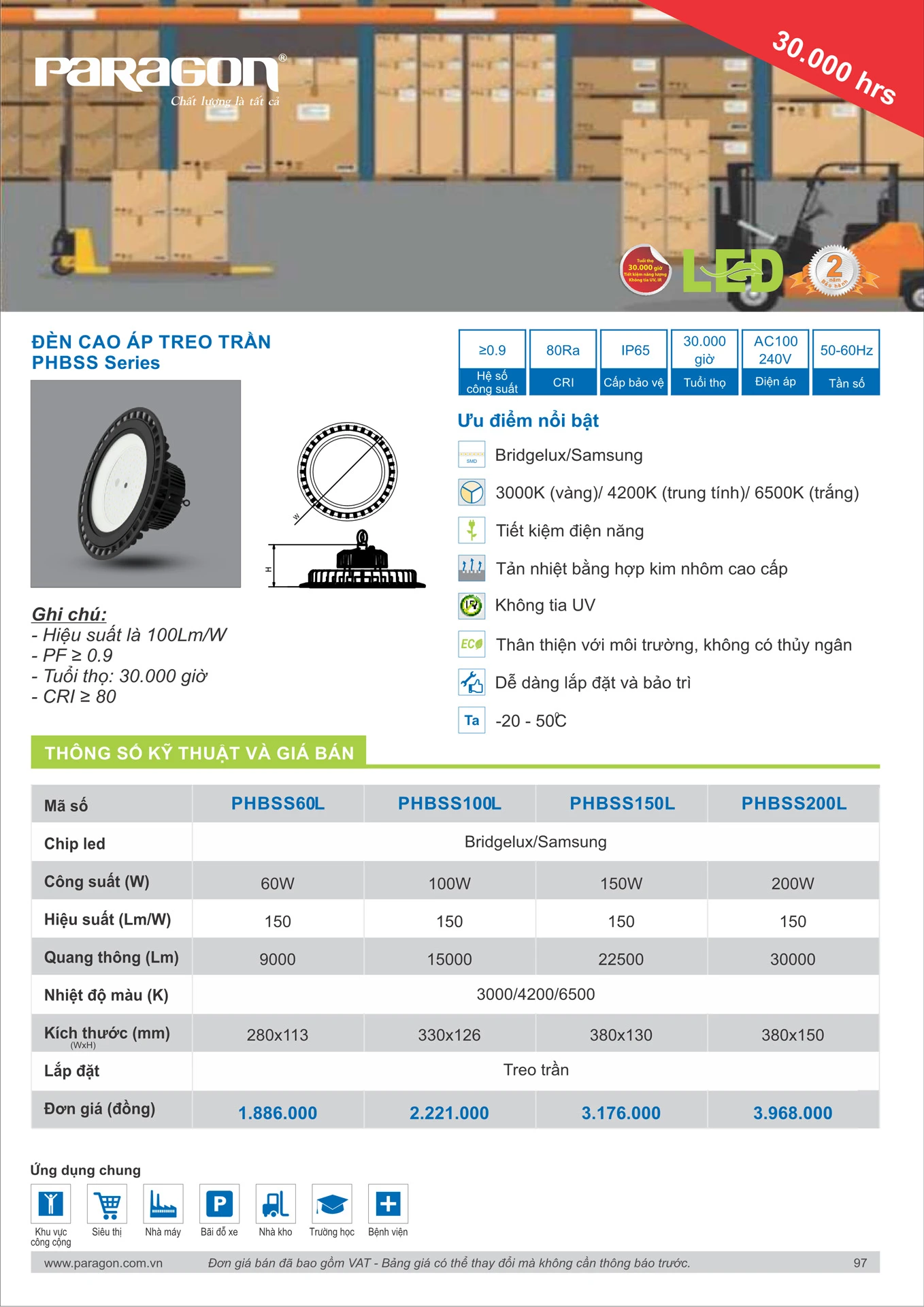 Catalogue Bảng Giá Đèn Led PARAGON 2026 - Trang 98
