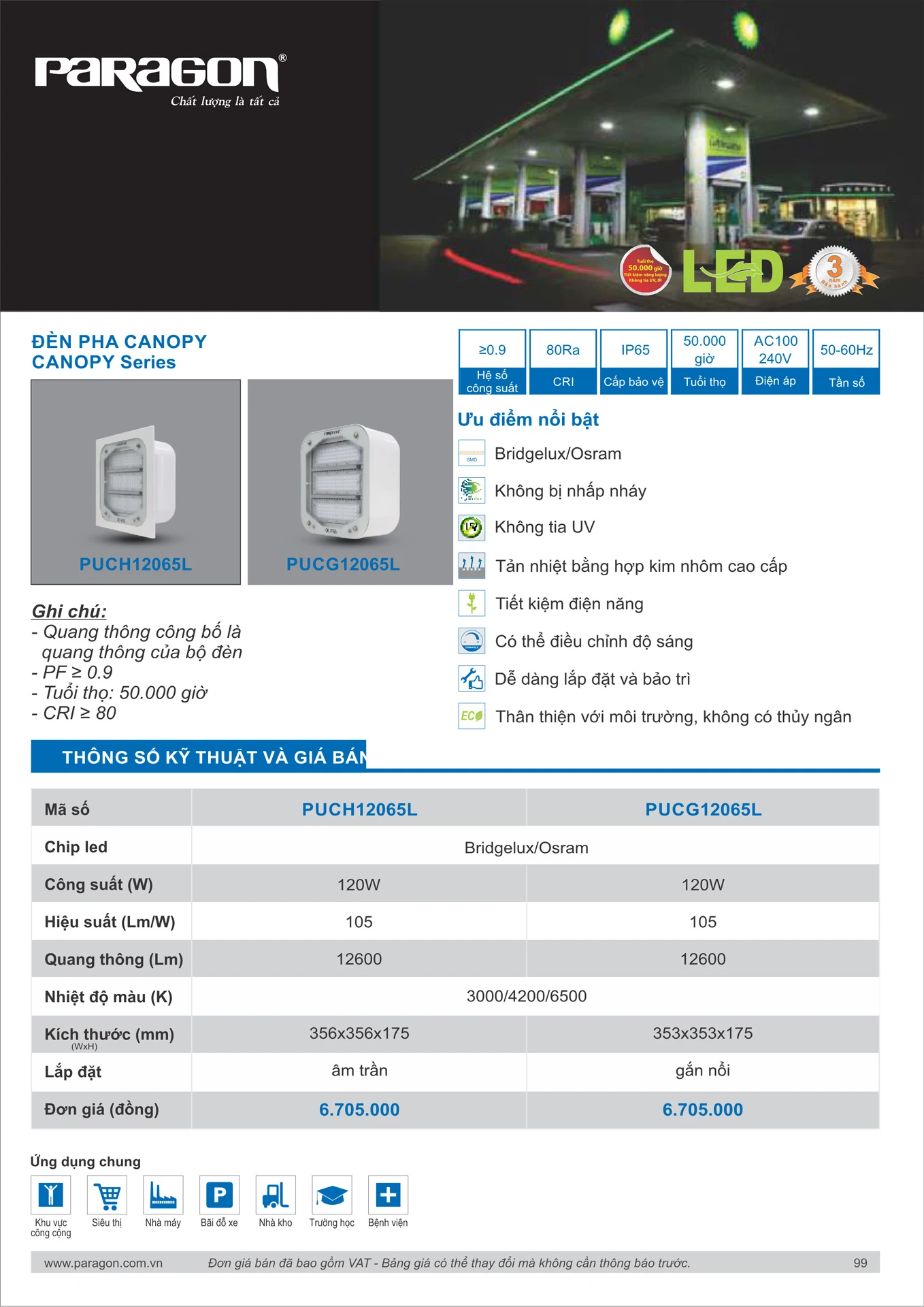 Catalogue Bảng Giá Đèn Led PARAGON 2026 - Trang 100
