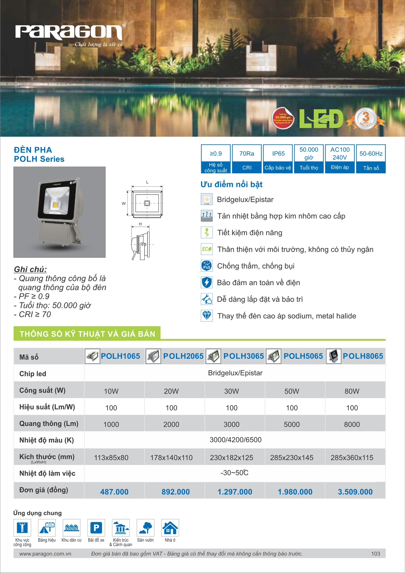 Catalogue Bảng Giá Đèn Led PARAGON 2026 - Trang 104