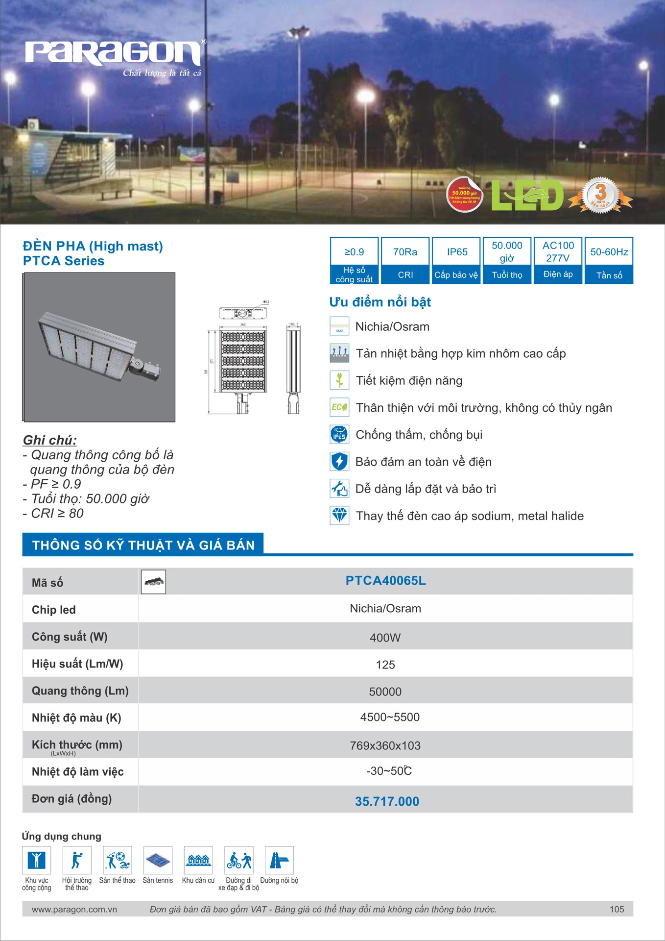 Catalogue Bảng Giá Đèn Led PARAGON 2026 - Trang 106