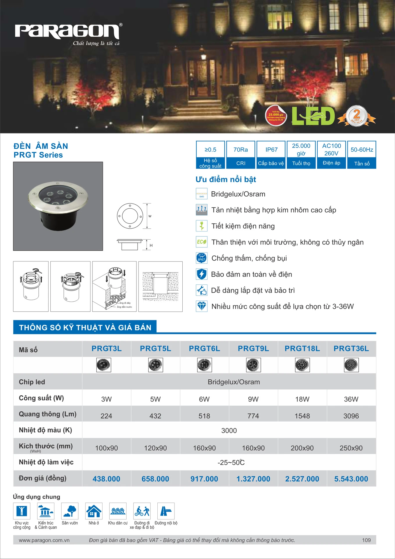 Catalogue Bảng Giá Đèn Led PARAGON 2026 - Trang 110