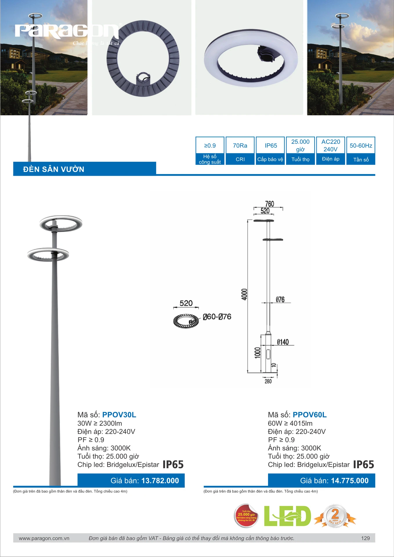Catalogue Bảng Giá Đèn Led PARAGON 2026 - Trang 130
