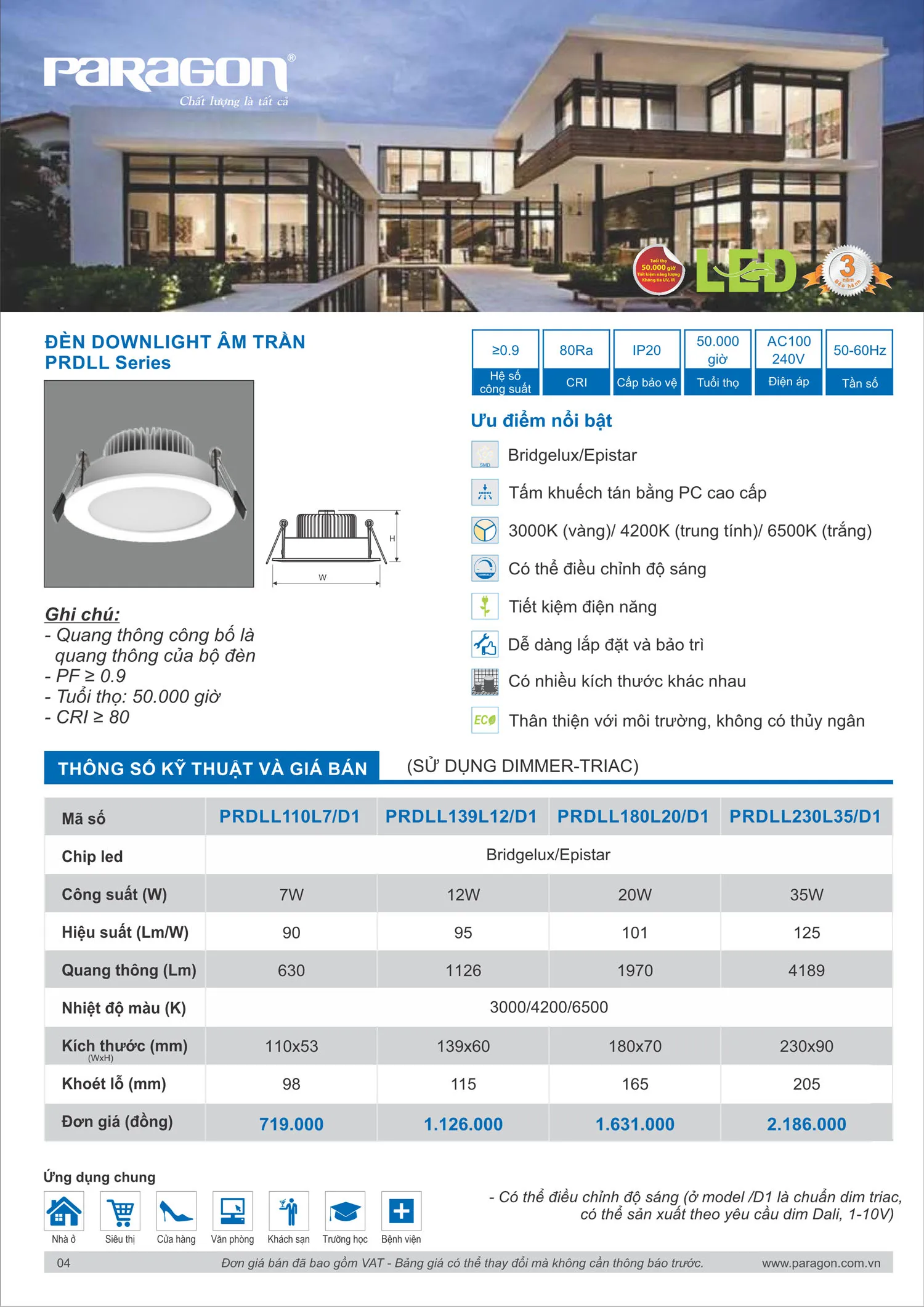 Catalogue Bảng Giá Đèn Led PARAGON 2025 - Trang 5)