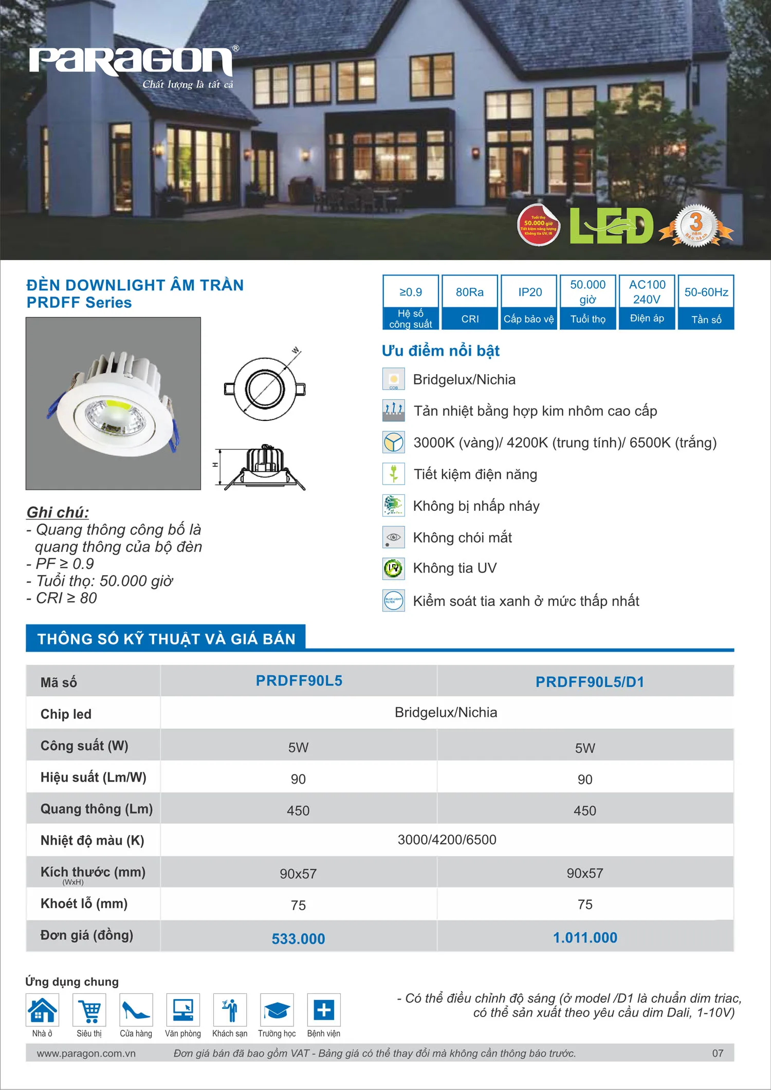 Catalogue Bảng Giá Đèn Led PARAGON 2025 - Trang 8)