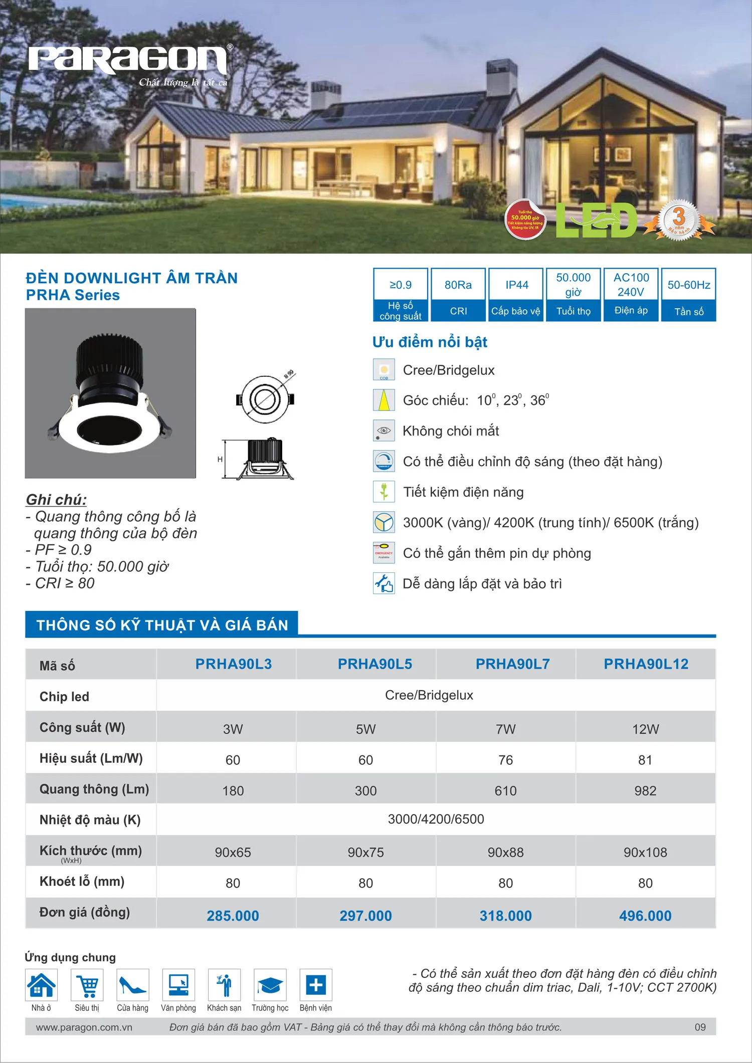 Catalogue Bảng Giá Đèn Led PARAGON 2025 - Trang 10)
