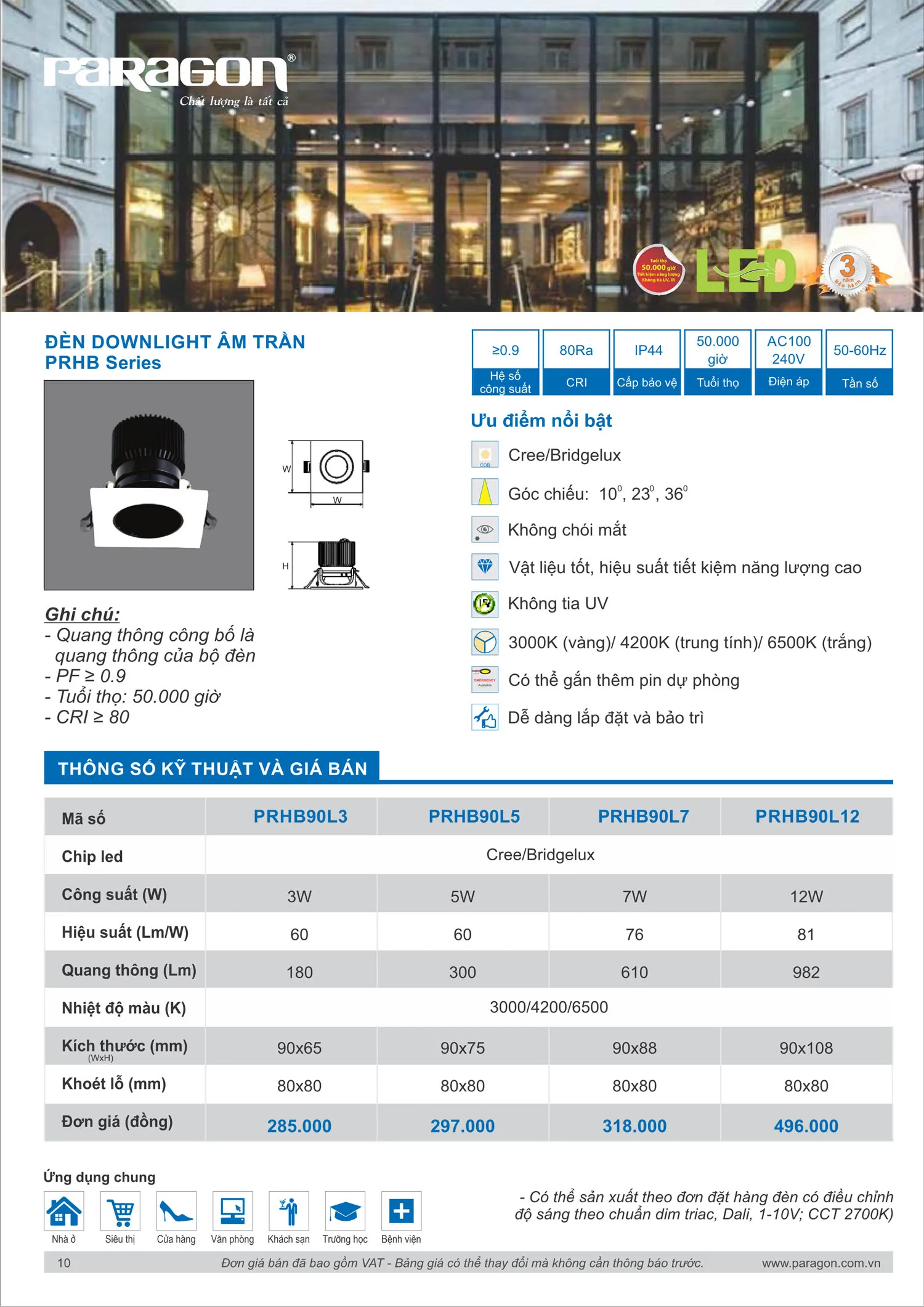 Catalogue Bảng Giá Đèn Led PARAGON 2025 - Trang 11)