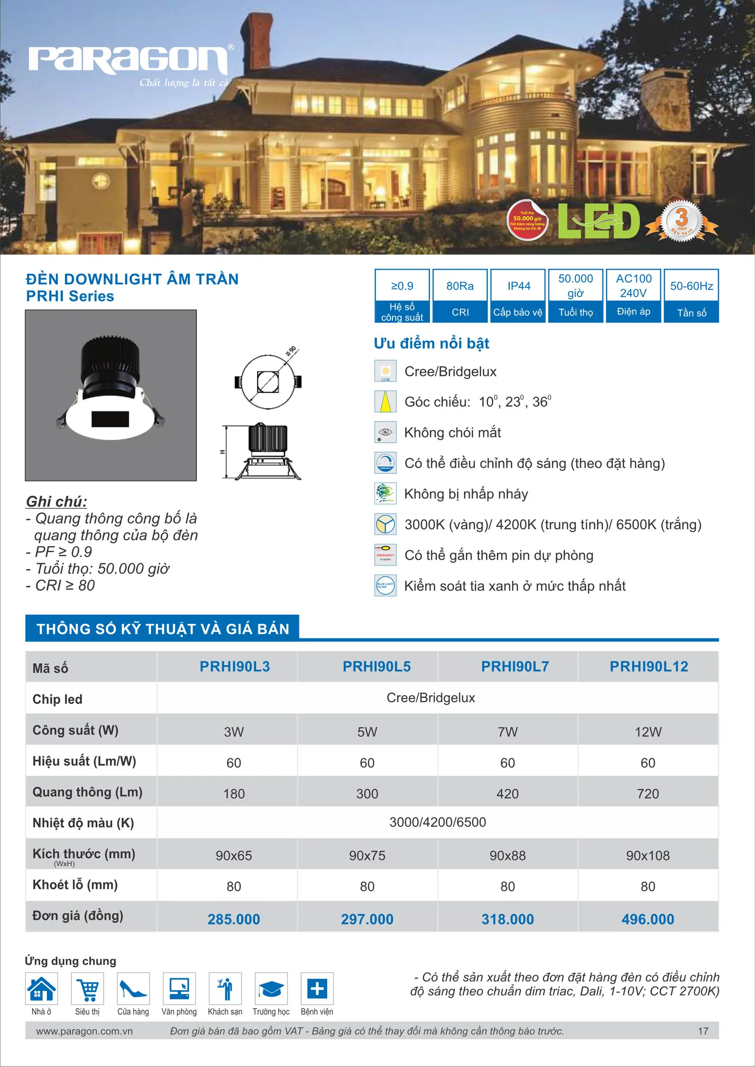 Catalogue Bảng Giá Đèn Led PARAGON 2025 - Trang 18)