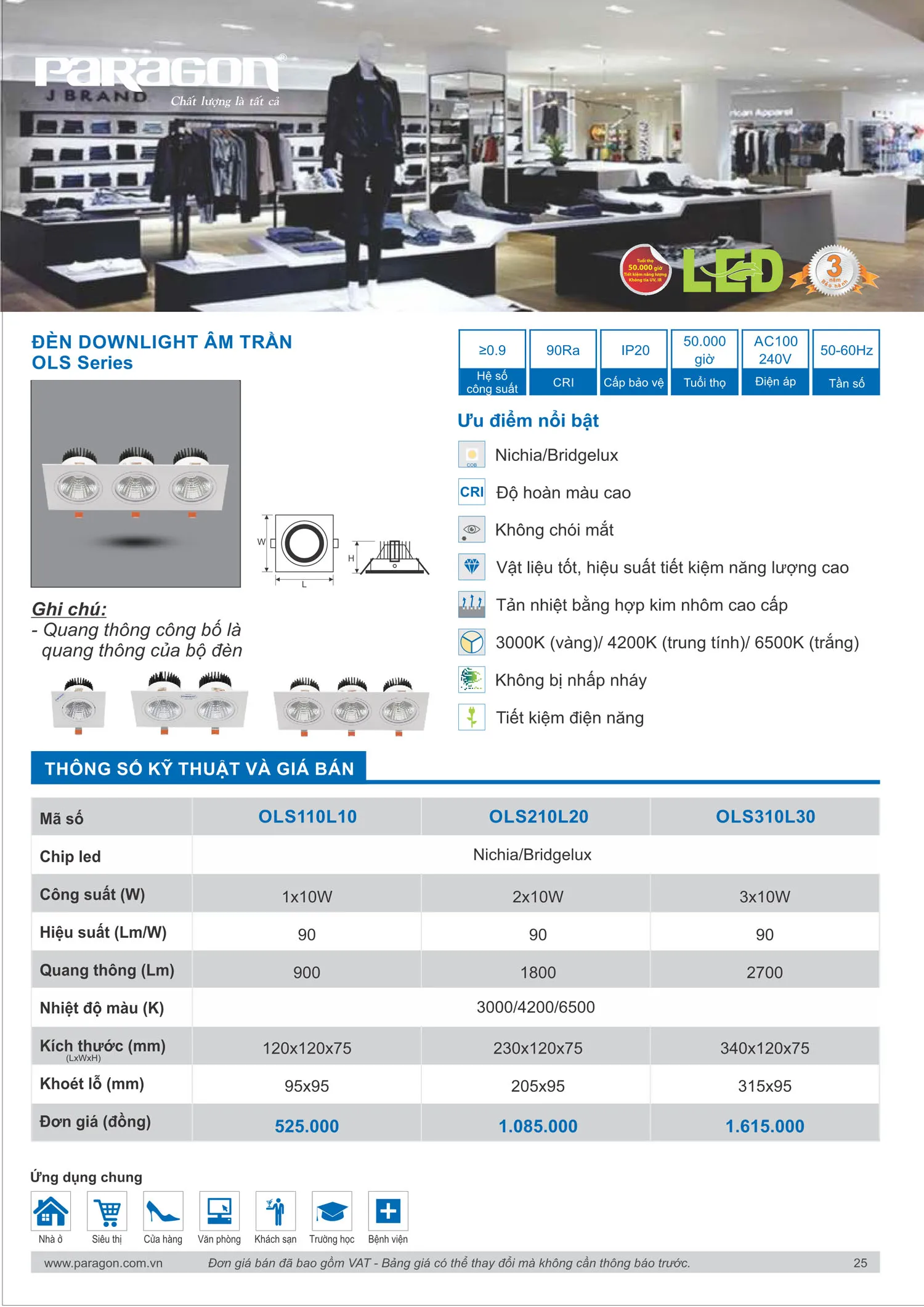 Catalogue Bảng Giá Đèn Led PARAGON 2025 - Trang 26)