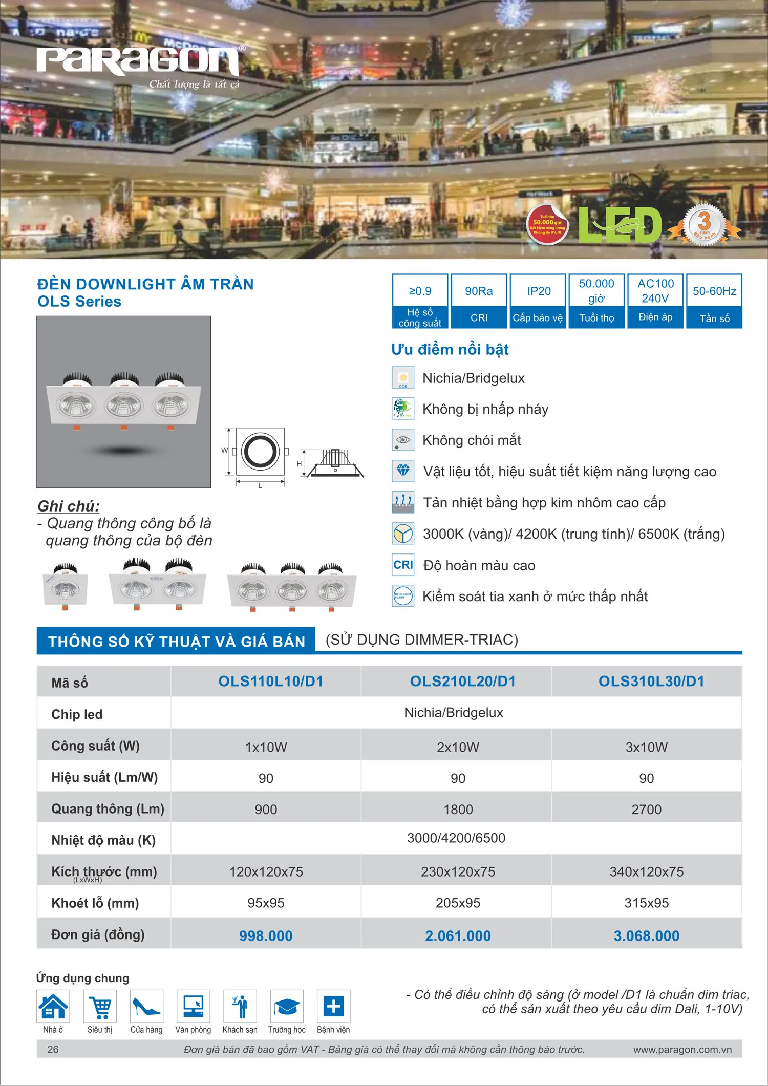 Catalogue Bảng Giá Đèn Led PARAGON 2025 - Trang 27)