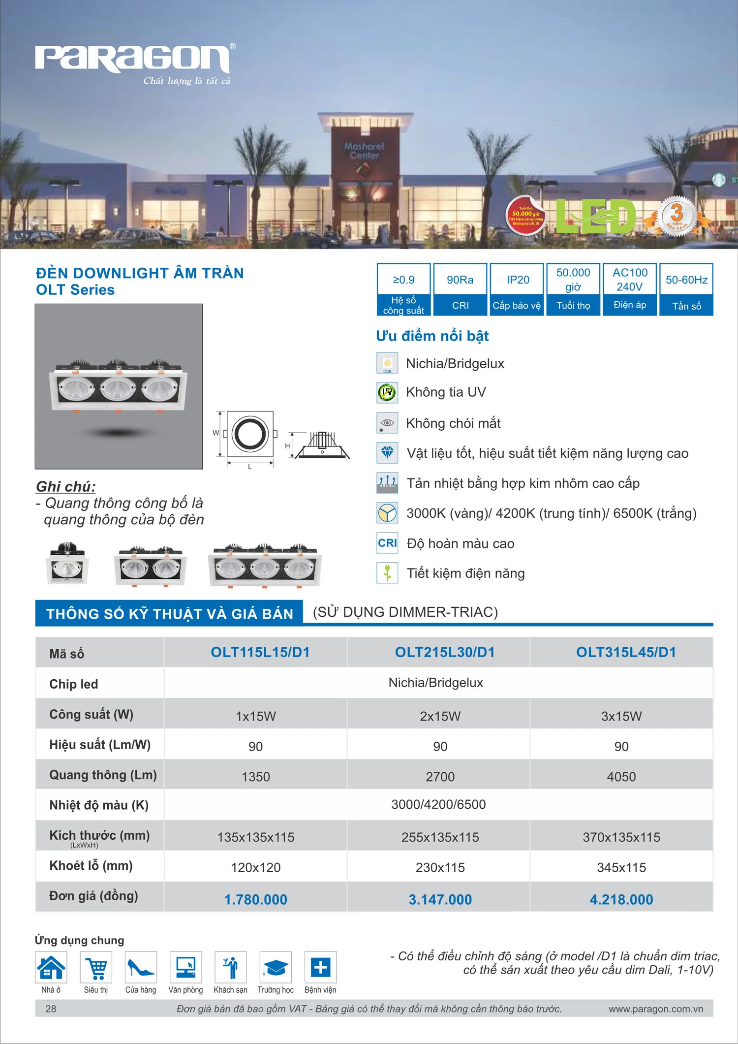 Catalogue Bảng Giá Đèn Led PARAGON 2025 - Trang 29)